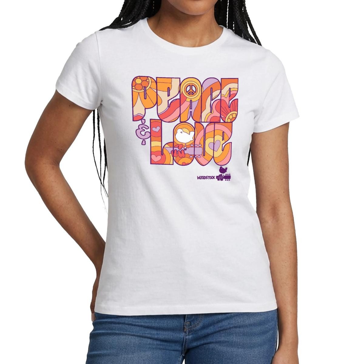 Spreadshirt T-Shirt Woodstock Peace Love Hippie Design Frauen T-Shirt (1-tl günstig online kaufen
