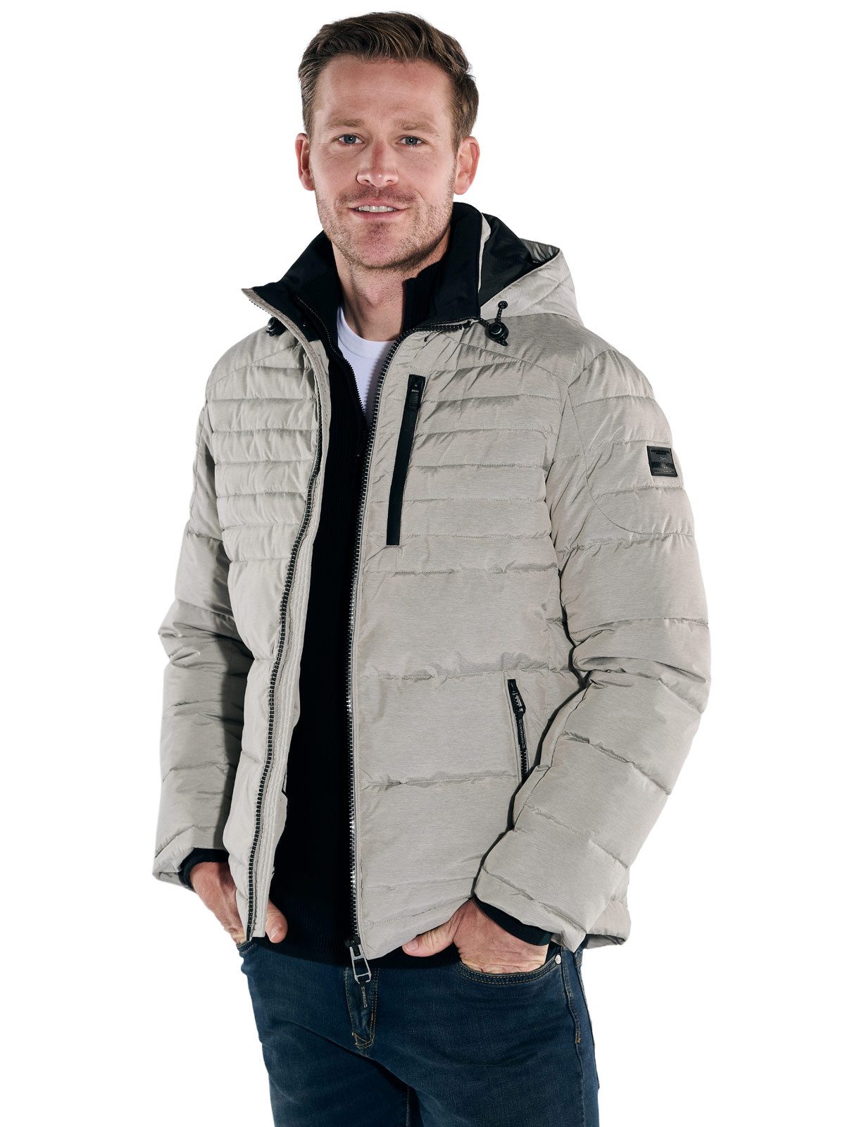 Engbers Kurzjacke engbers Herren Jacke mit abnehmbarer Kapuze, Hellgrau günstig online kaufen