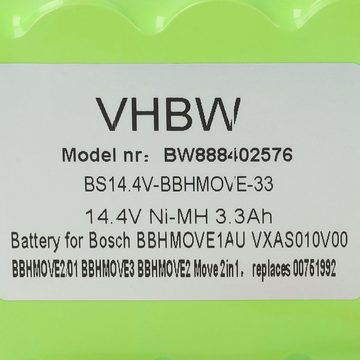 vhbw passend für Bosch Move 2in1, 2in1 14.4V, BBHMOVE1/01, BBHMOVE1/03, Staubsauger-Akku 3300 mAh