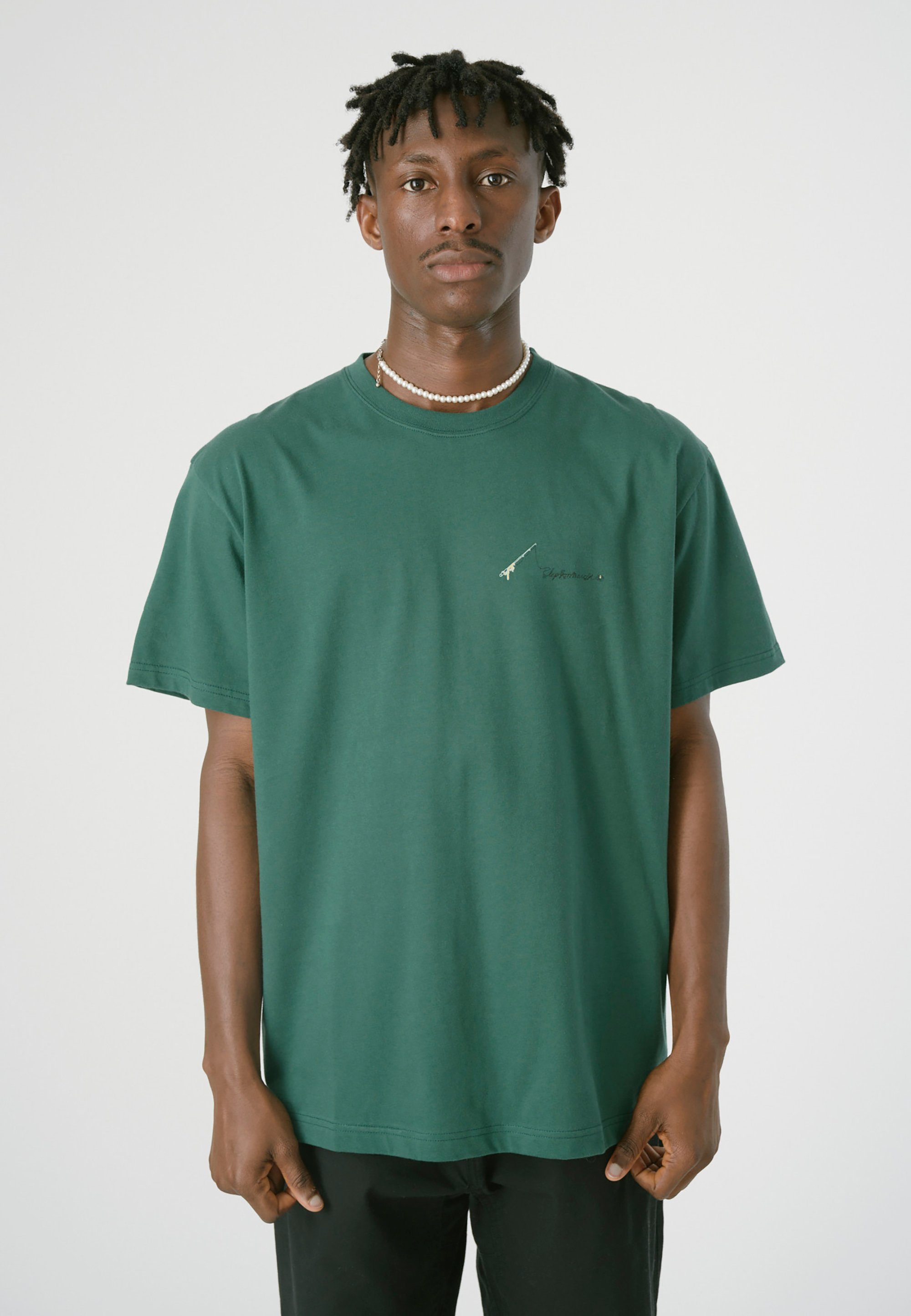 Cleptomanicx T-Shirt Big Fish mit stylischem Print grün