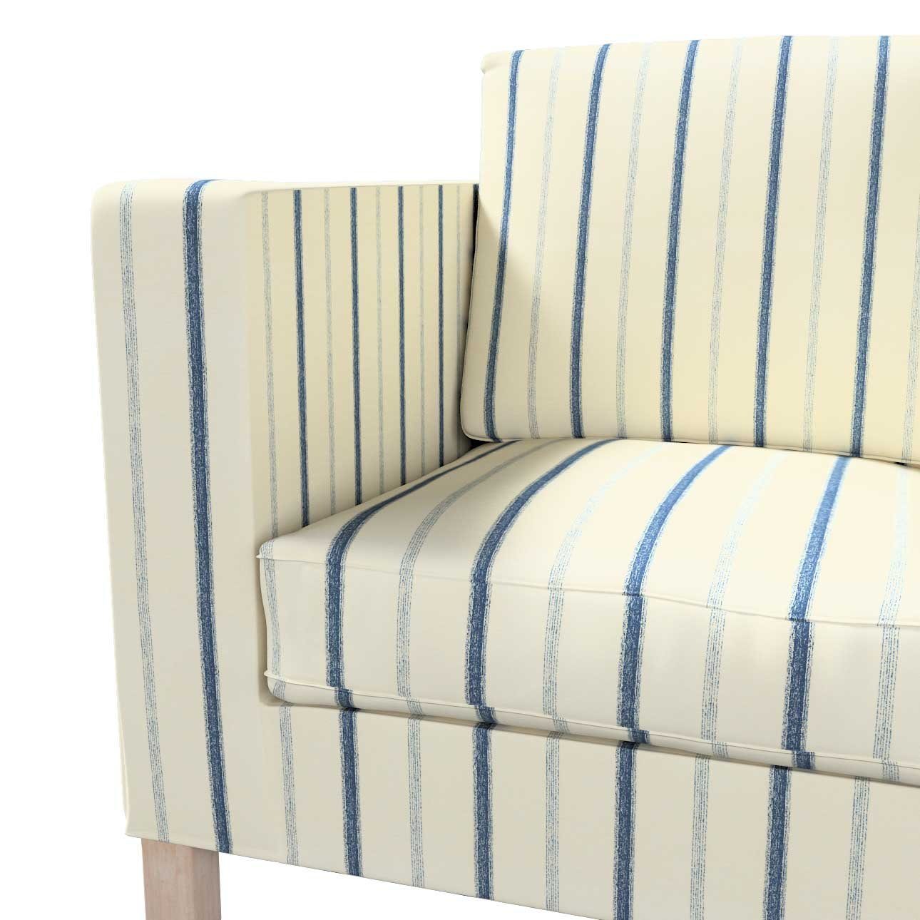 creme- 2-Sitzer Dekoria nicht ausklappbar blau Sofa Sofahusse gestreift kurz, Avinon, Karlanda