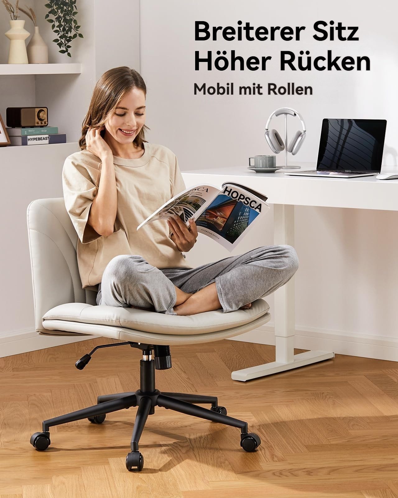 Marsail Drehstuhl Armloser Ergonomischer Bürostuhl (136kg Tragkraft, Höhenv günstig online kaufen