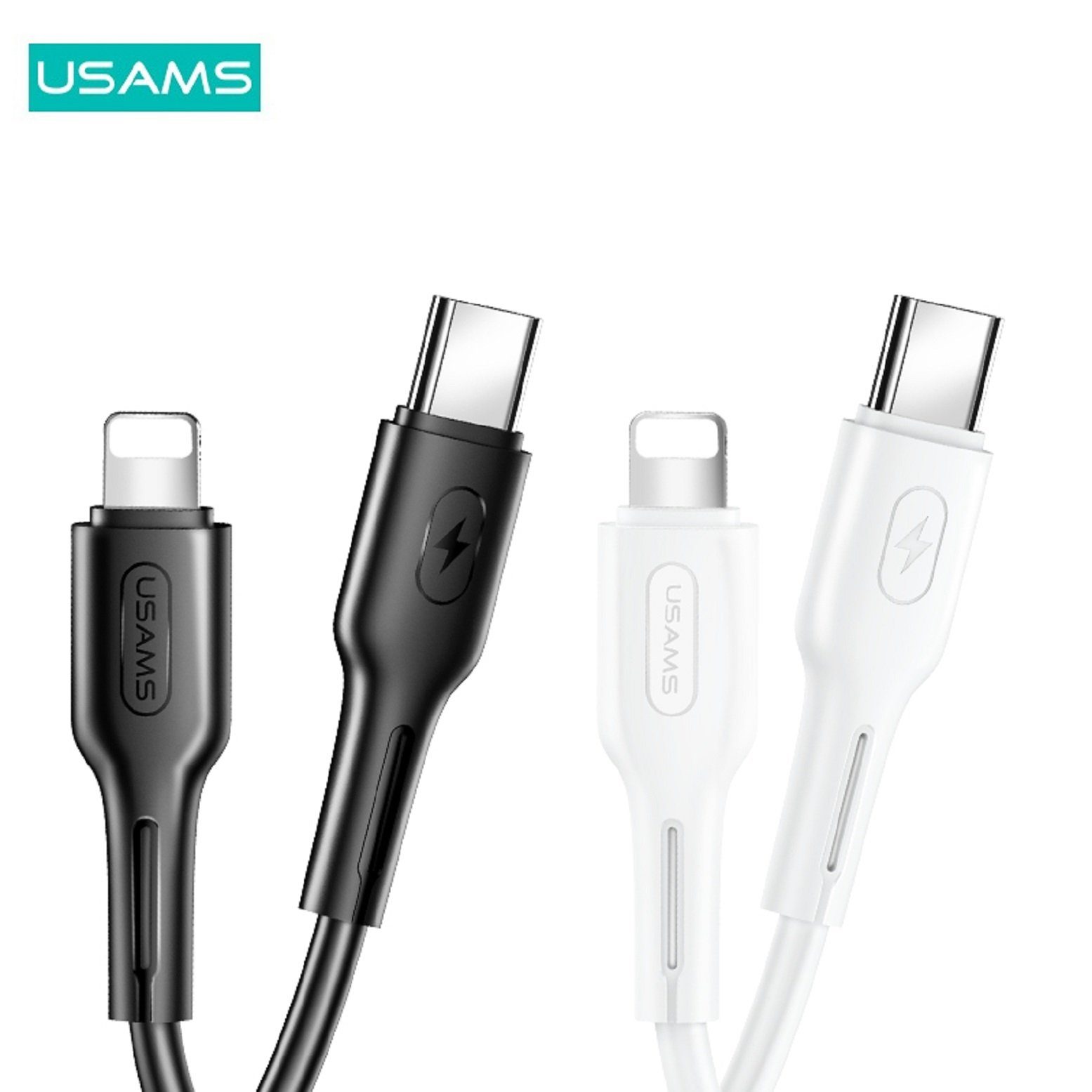 USAMS 30W USB-C auf Lightning Kabel Schnell Ladekabel Smartphone-Kabel, Typ C (Eurostecker), USB-C, Lightning (1.2 cm), für Apple iPhone Typ-C-zu-Lightning-PD-Schnelllade- und Datenkabel Schwarz