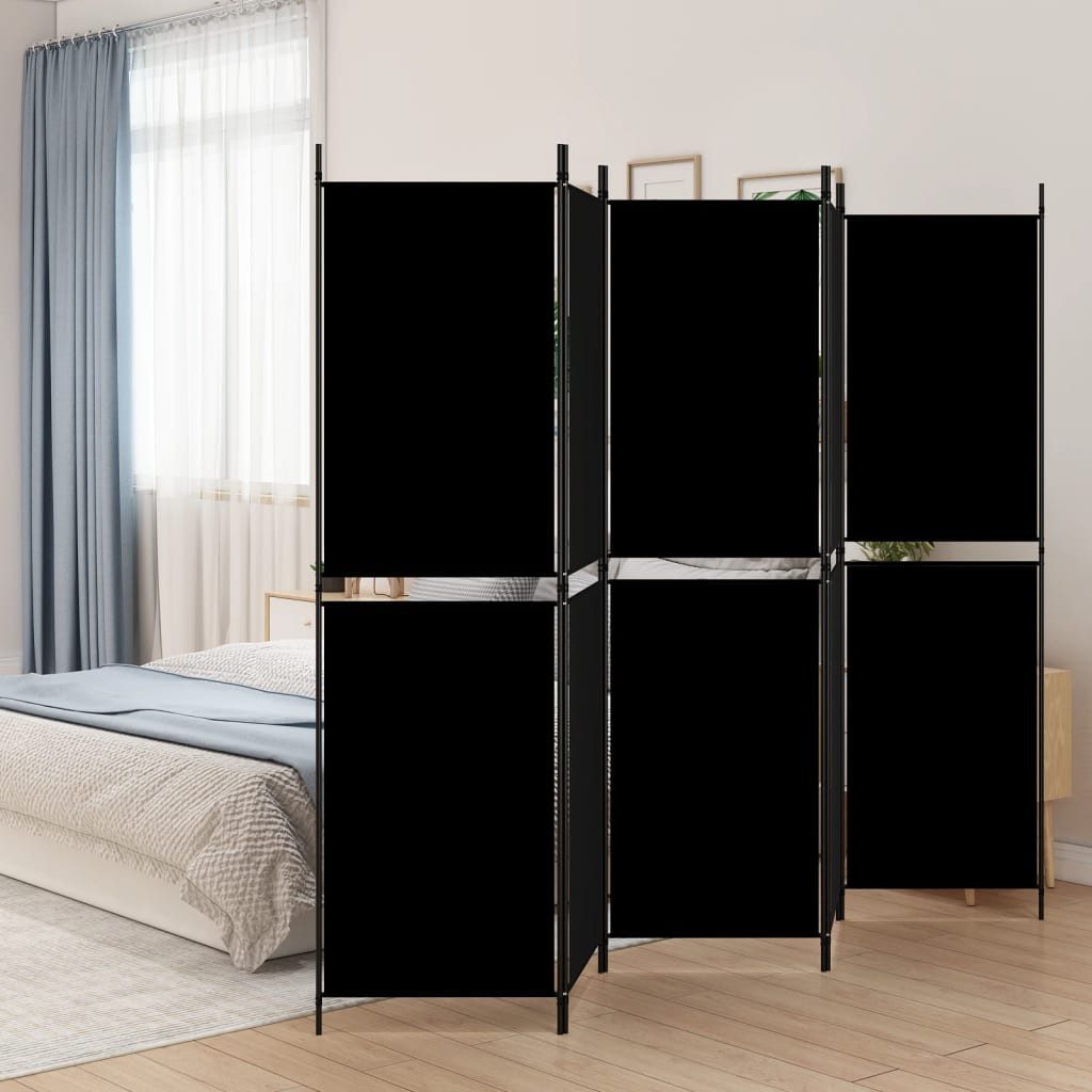 Raumteiler Paravent Stoff Schwarz 250x180 cm klappbar