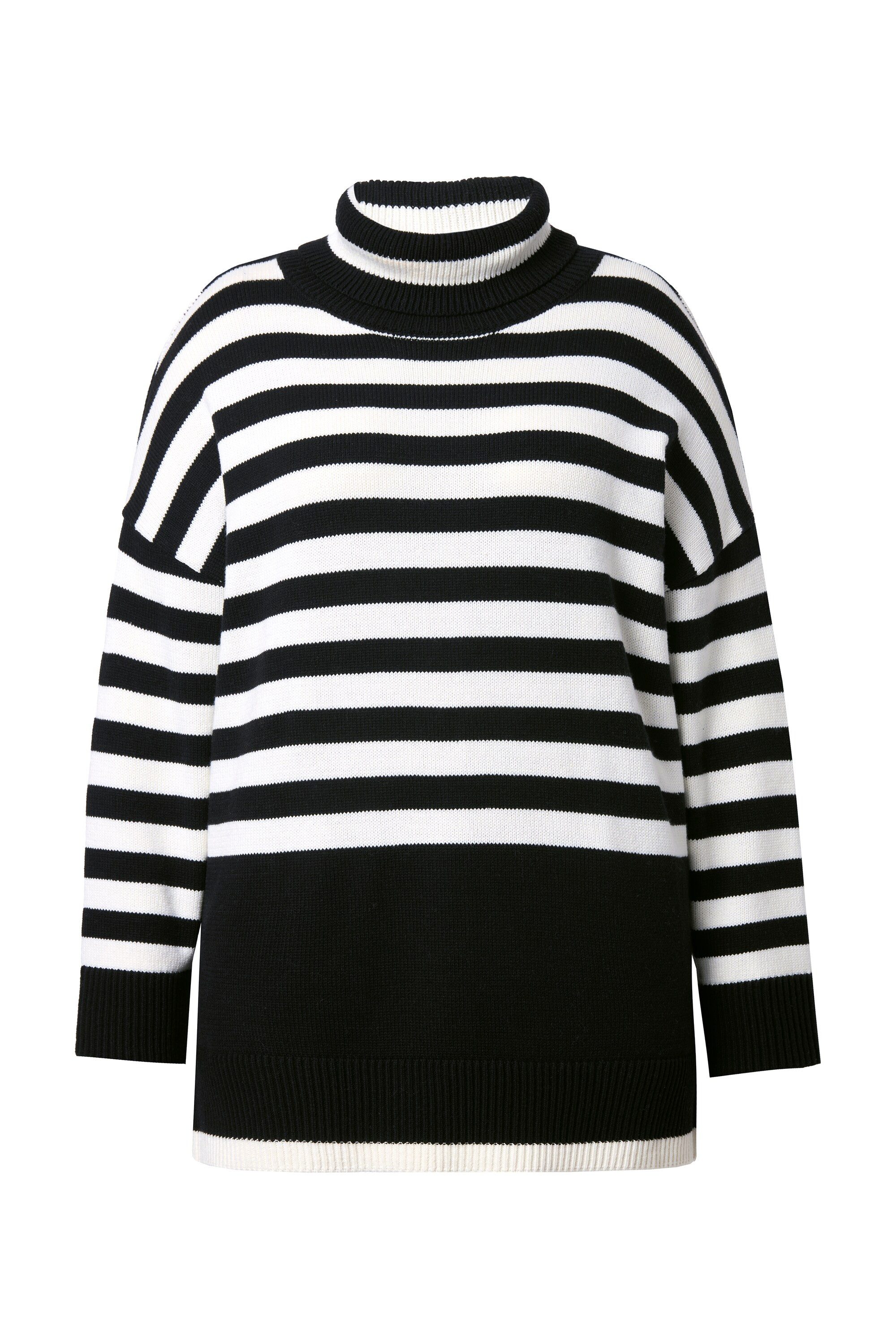 Ulla Popken Strickpullover Pullover Ringel Stehkragen Langarm günstig online kaufen