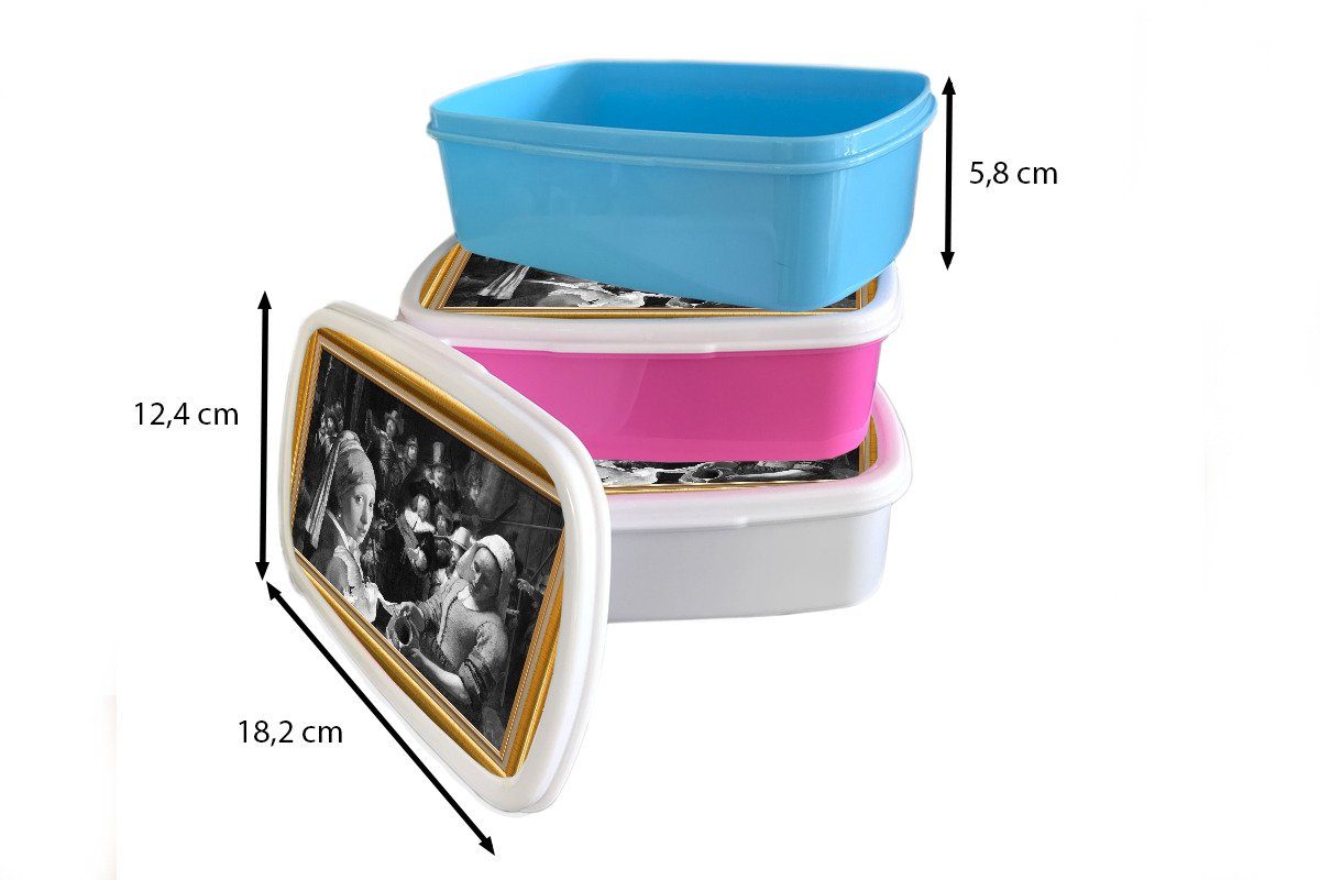 MuchoWow Lunchbox Kunst rosa Brotbox - Liste, Brotdose Kunststoff (2-tlg), Gold Mädchen, - - Kinder, Kunststoff, für Alte Erwachsene, Meister Snackbox