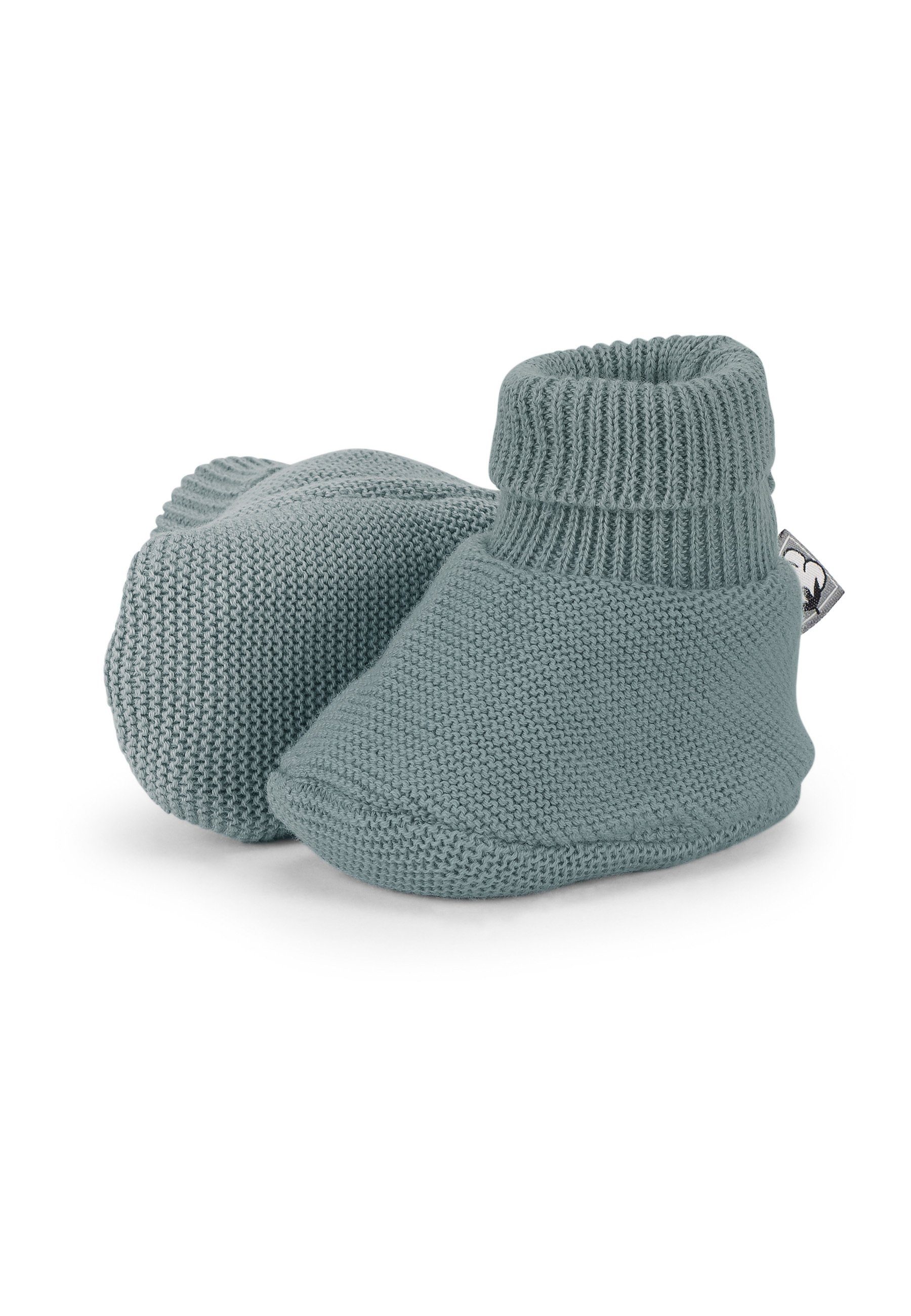 für Strick-Schuh Winter Baby-Schuh GOTS Strickschuhe Sterntaler® und den - Mädchen Bündchen Stoffschuhe - Jungen - Bio-Baumwolle Süße Outdoorschuh für mit Babyschuhe Nachhaltiger Baby 100% (1-tlg) Strickschuh ideal mintgrün