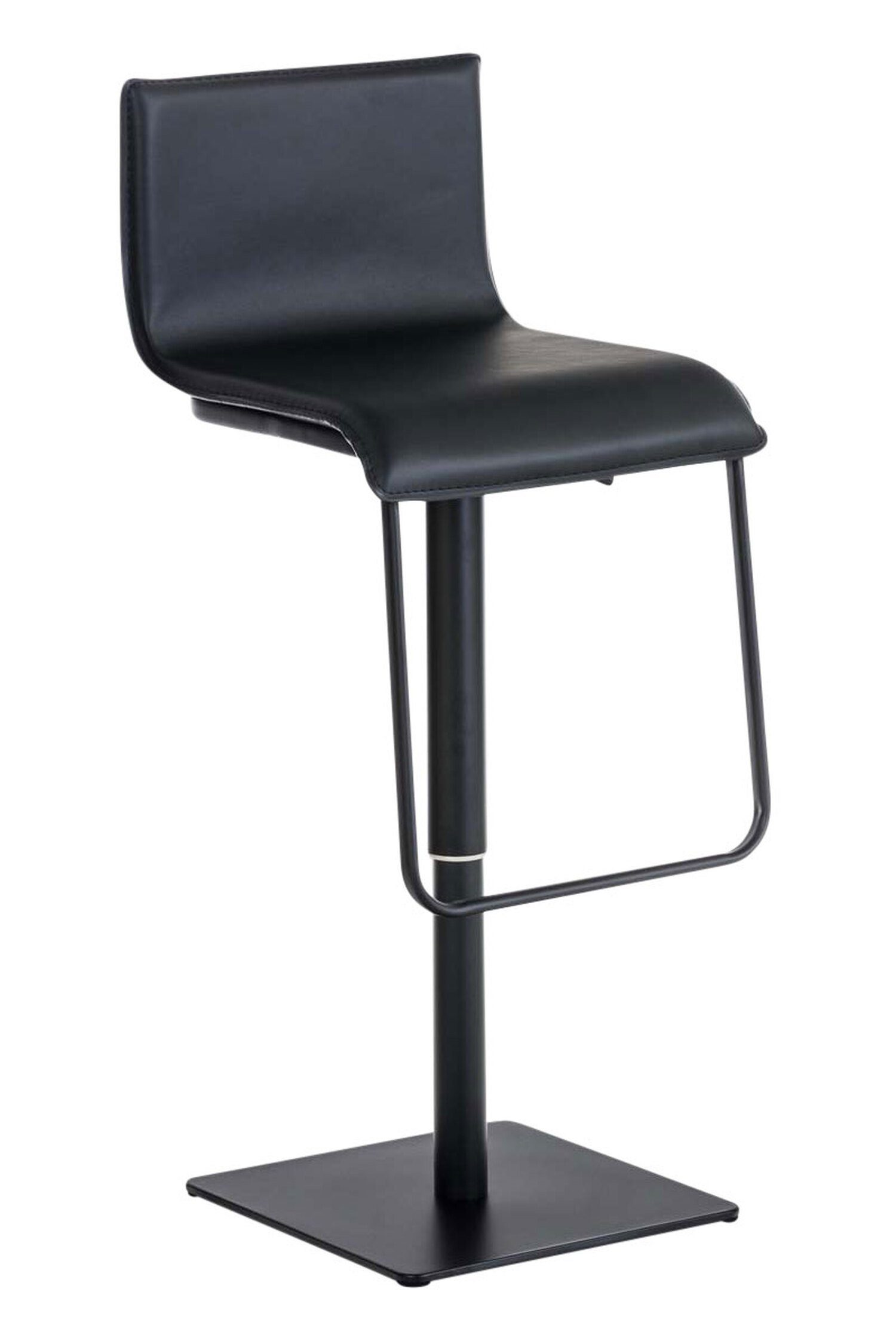 TPFLiving Barhocker Lima (mit Fußstütze - höhenverstellbar - Hocker für Theke & Küche), 360° drehbar - Metall schwarz matt - Sitzfläche: Kunstleder Schwarz