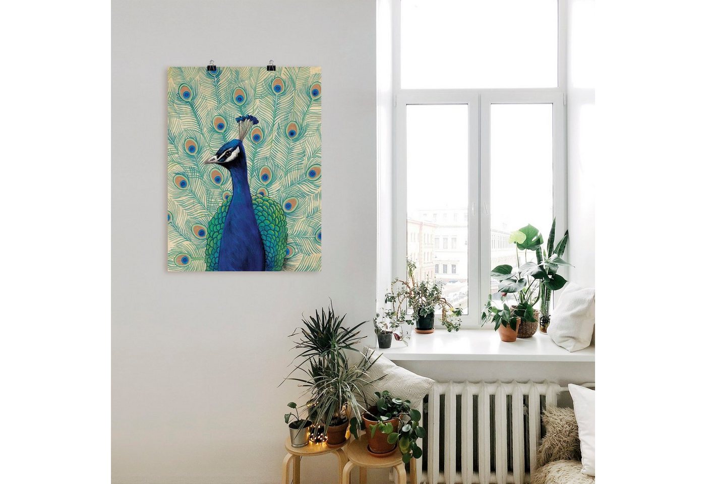 Artland Wandbild »Blauer Pfau II«, Vögel (1 Stück), in vielen Größen & Produktarten - Alubild / Outdoorbild für den Außenbereich, Leinwandbild, Poster, Wandaufkleber / Wandtattoo auch für Badezimmer geeignet-HomeTrends
