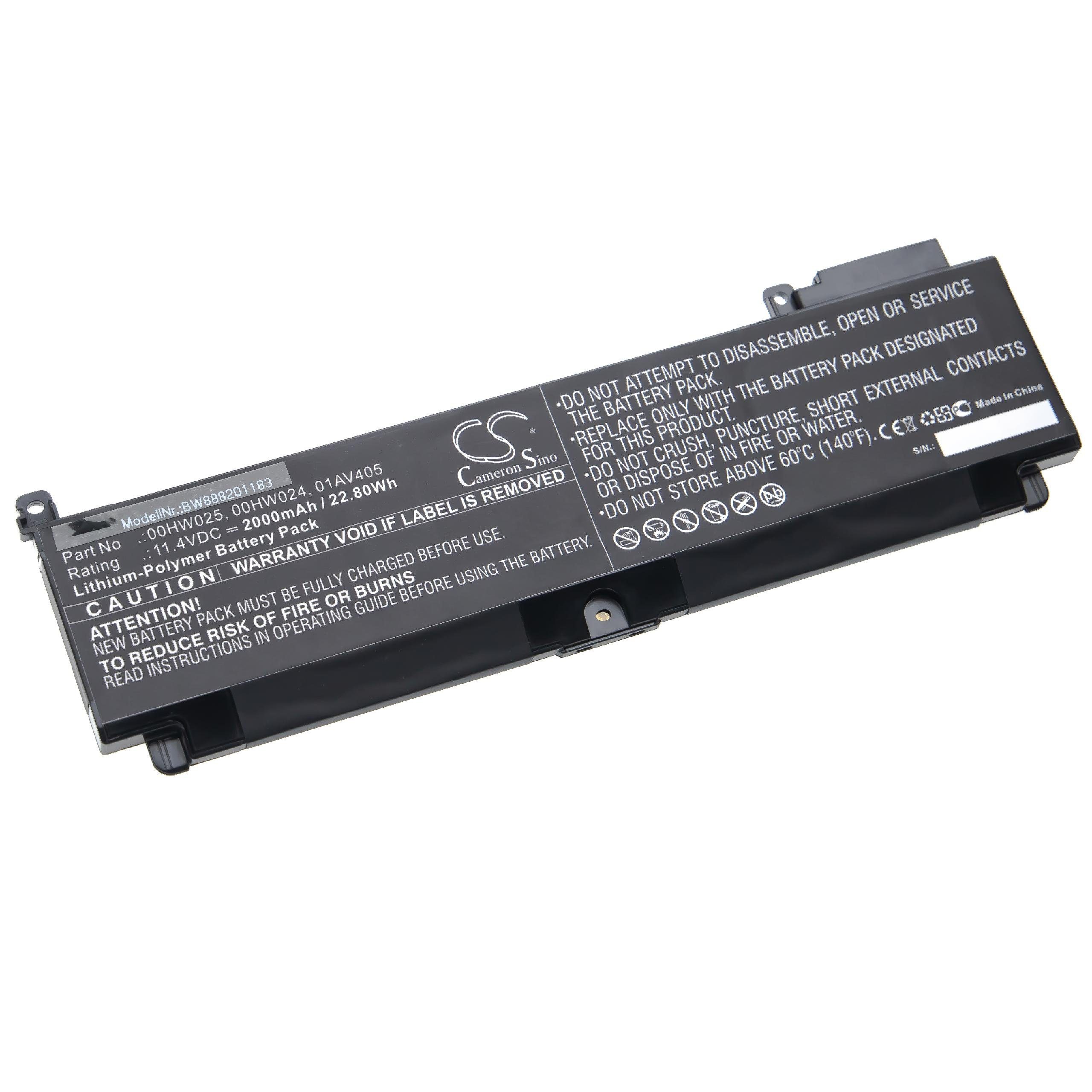 vhbw passend für Lenovo ThinkPad T460s 2000 Laptop-Akku T460s 20F90059, 20F90058, T460s mAh