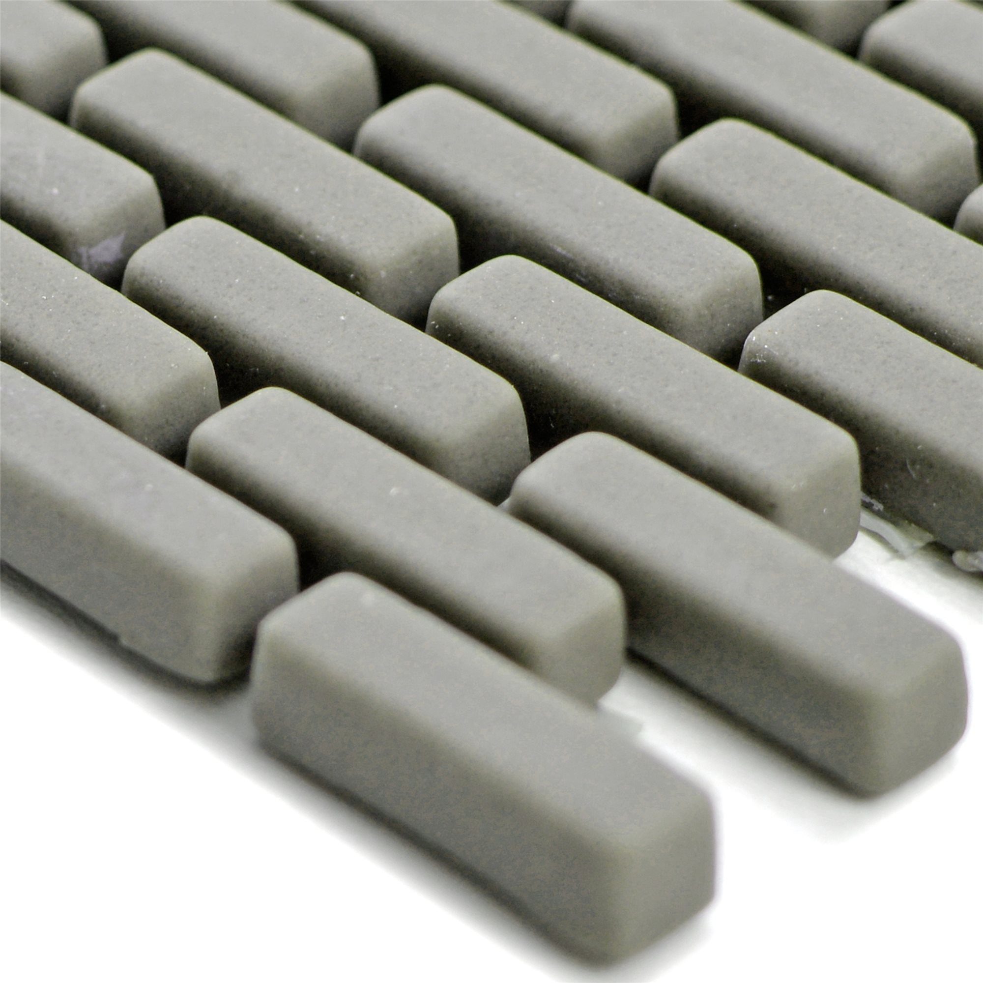 Mosafil Mosaikfliesen Glasmosaik Fliesen Kassandra Brick Matt, Ecoglas 29.700x27.500, grau, Wasserfest