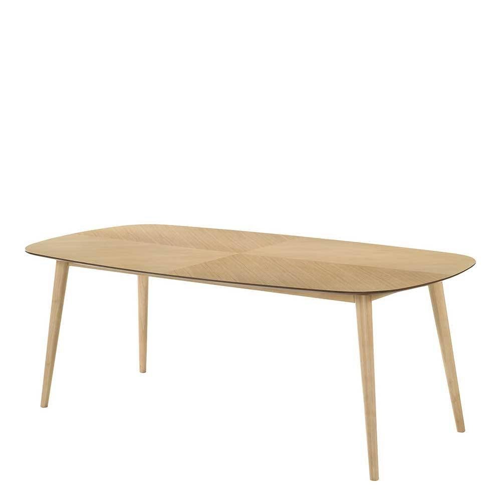 Pharao24 Massivholz, Yasmel, ovaler Tischplatte Esstisch aus mit