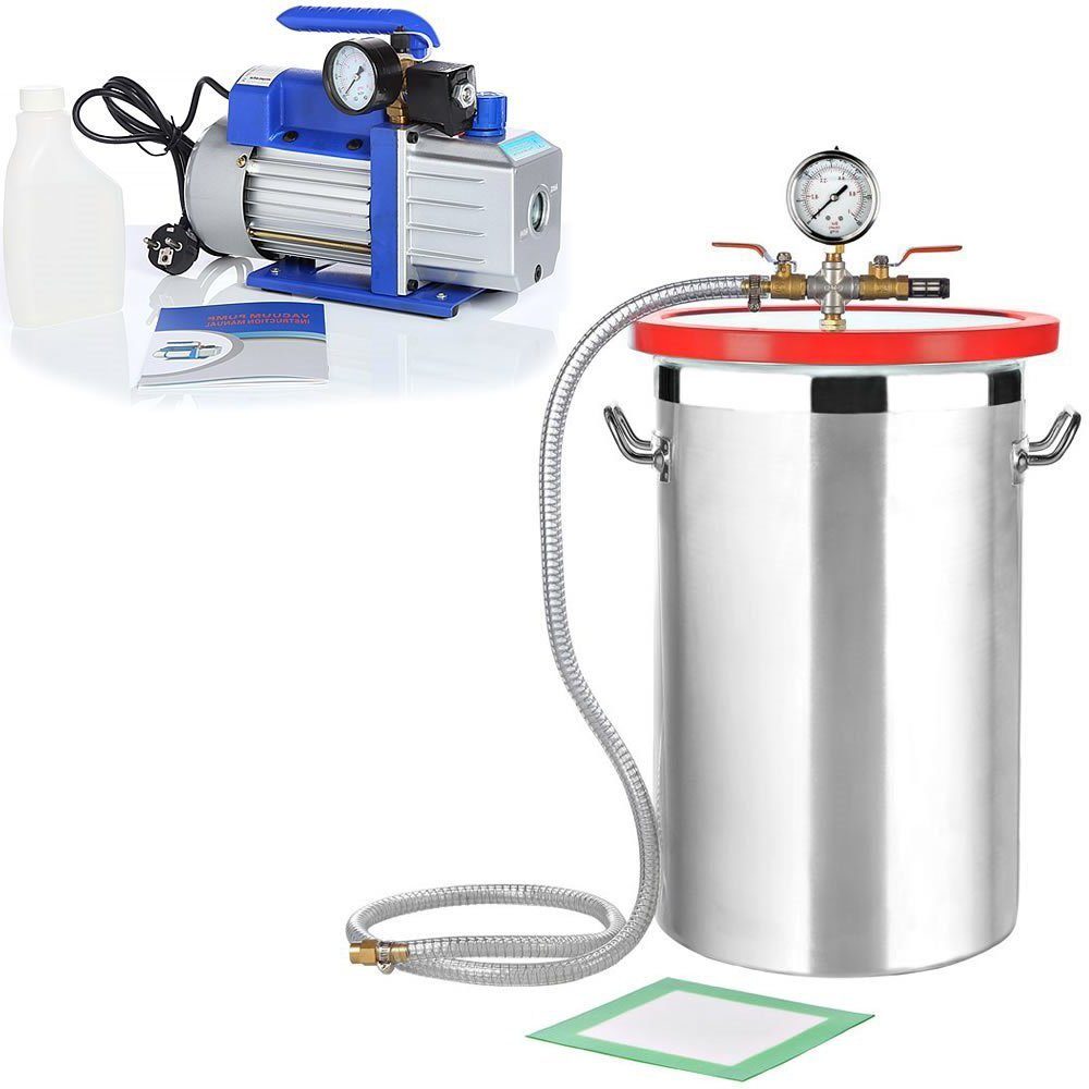 Melko Vakuumbehälter Vakuumpumpe Unterdruckpumpe Unterdruckanzeige  Klimaanlage SET 27,7L 99 l/min, (Set), Wasserdruck-getestet