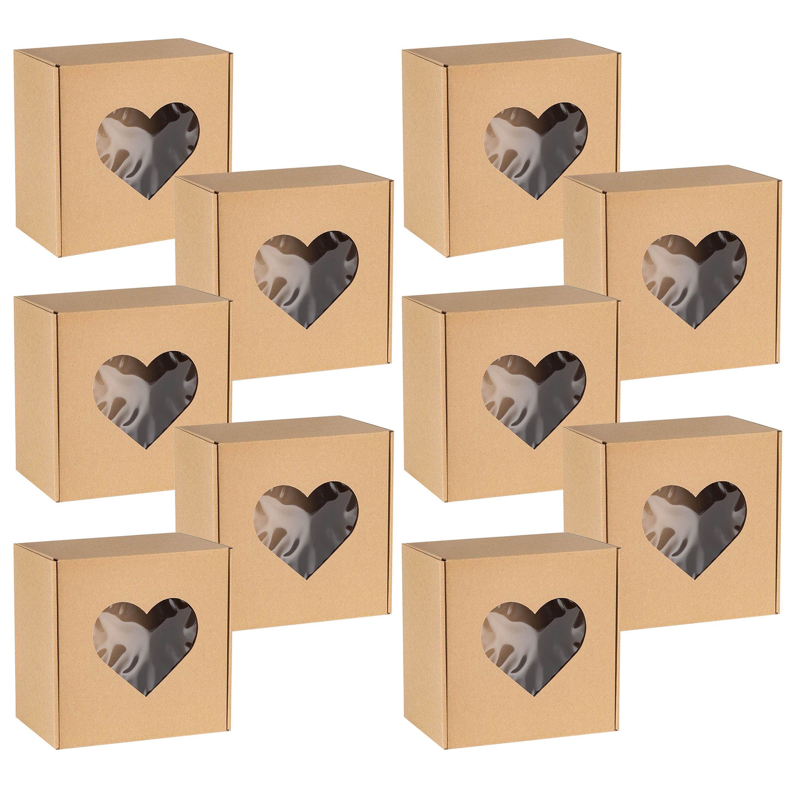 Sarcia.eu Geschenkbox Quadratische Geschenkbox mit Herzfenster, 20x20x10cm x10