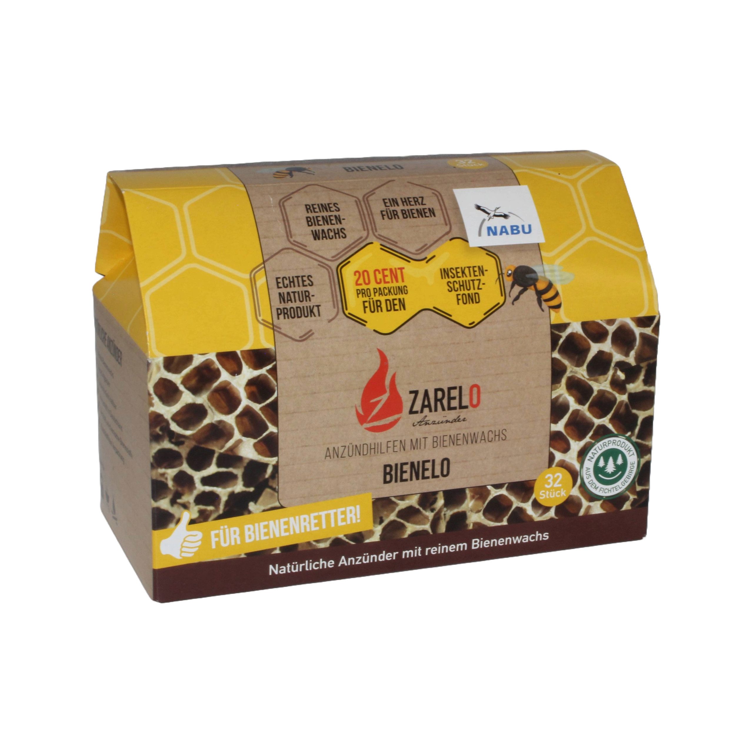 Zarelo Grillanzünder Zarelo Bienelo - Anzündhilfen mit Bienenwachs, Natürliche Anzünder