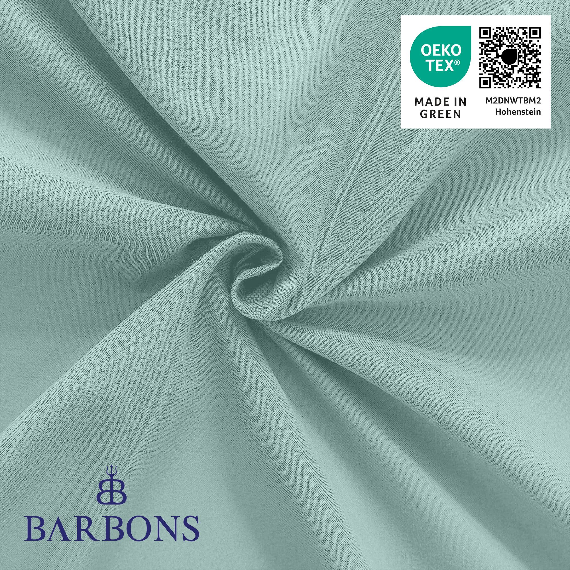 BARBONS Spannbettlaken Jersey Bettlaken, 145 g/m² Spannbetttuch, bis zu 25cm Höhe, Topper, Jersey aus 100% Baumwolle, Gummizug: rundum, (1 Stück), Rundumgummi,  – Bild 5 von 5
