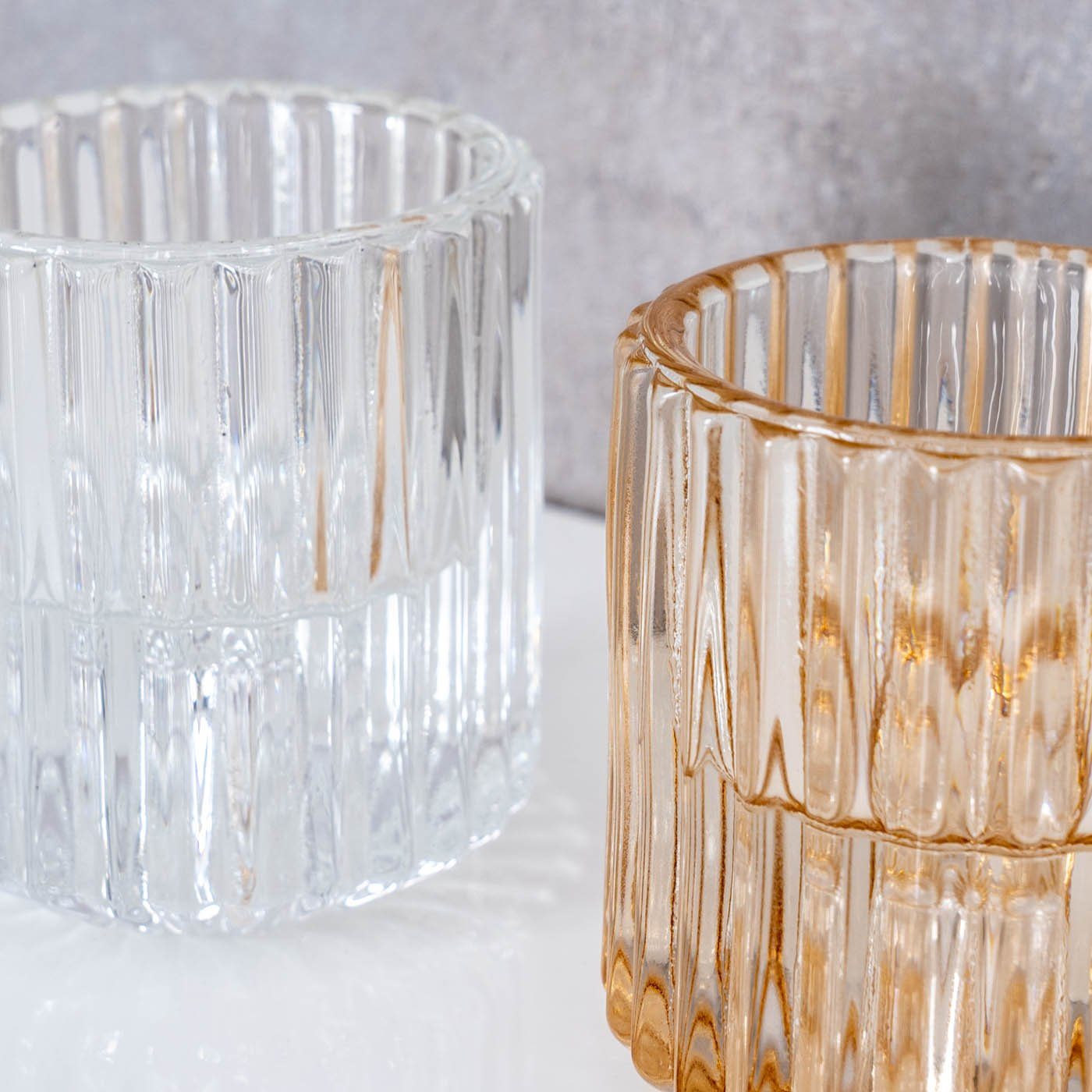 2er 2in1 Set Glas Levandeo® Klar/ Kerzenständer Transparent Stabkerzen Teelichthalter, Kerzenhalter Braun