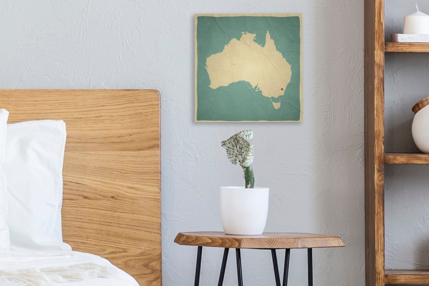 OneMillionCanvasses® Schlafzimmer Illustration Leinwand Eine Canberra, Karte Bilder Wohnzimmer (1 für St), von Australien Leinwandbild einer und