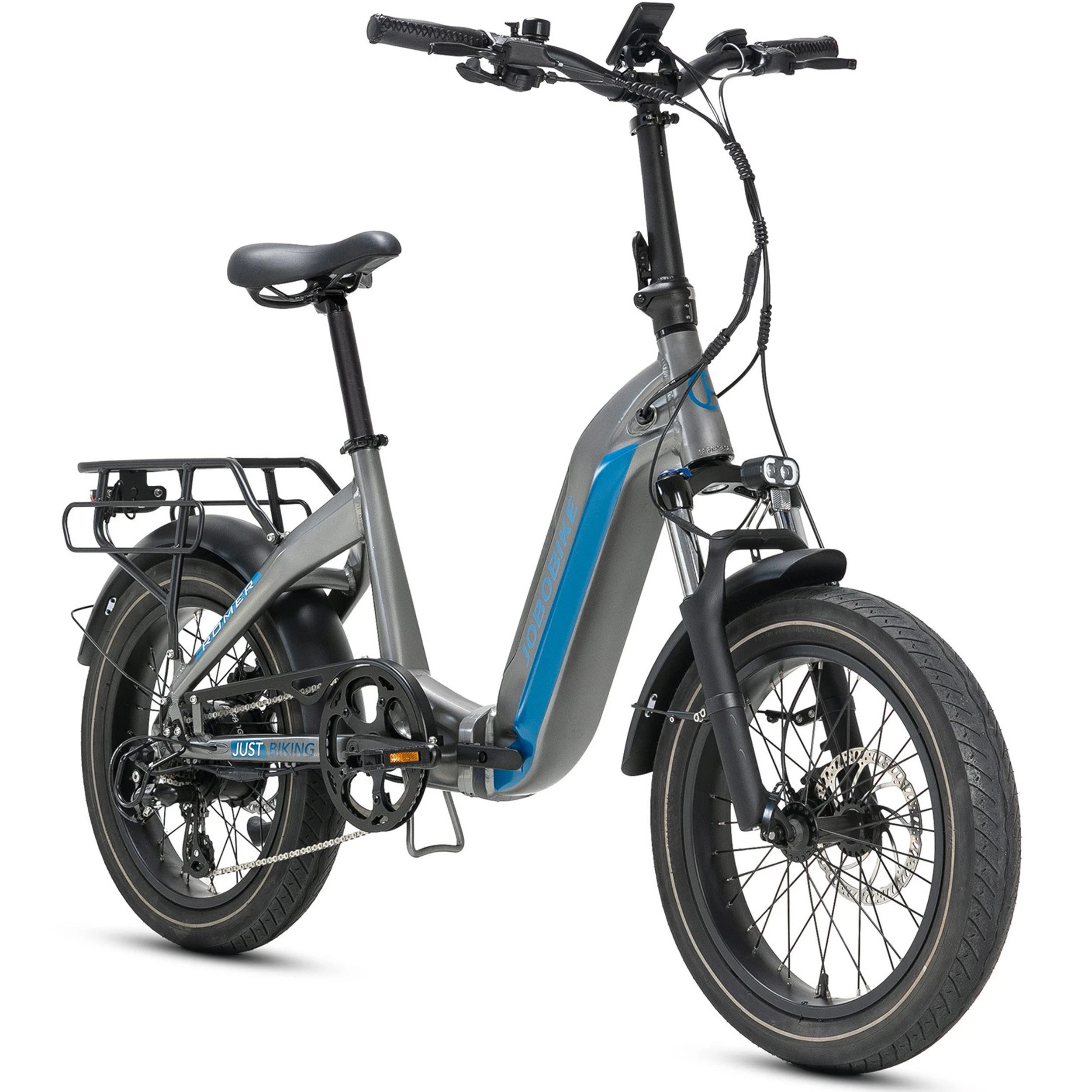 JOBOBIKE E-Bike Klapprad Damen und Herren 20x3 Zoll Romer, 720Wh, klappbar, 70-80km, 7 Gang Shimano, Kettenschaltung, Heckmotor, 720 Wh, (mit Werkzeug, mit abnehmbarem Akku, Scheibenbremsen), 80Nm, faltbar, Aluminiumrahmen, Pedelec Elektrofahrrad