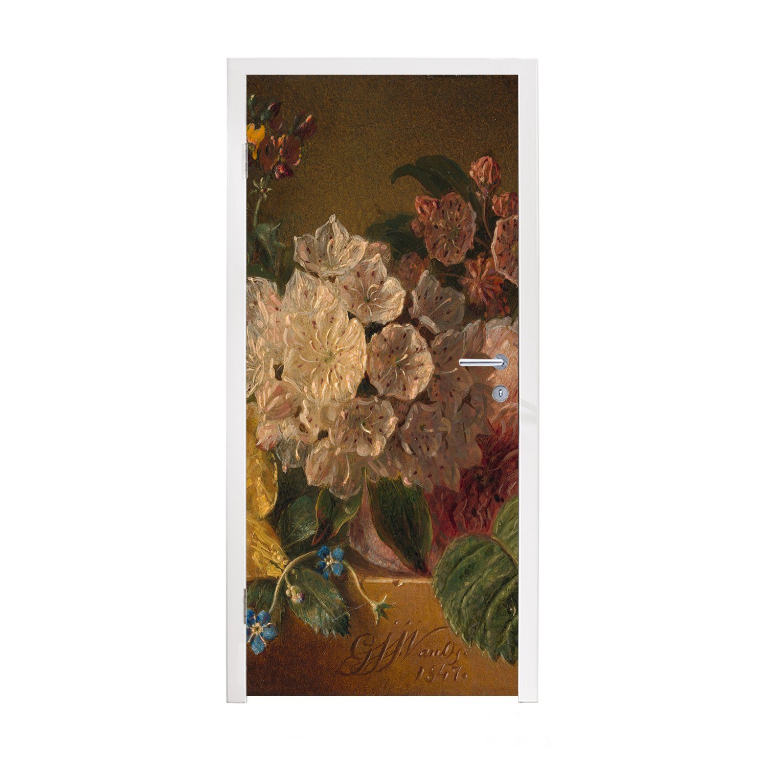 Gemälde Türtapete MuchoWow St), G.J.J cm Matt, Fototapete für Türaufkleber, Tür, bedruckt, von - (1 Van Blumen 75x205 Os,