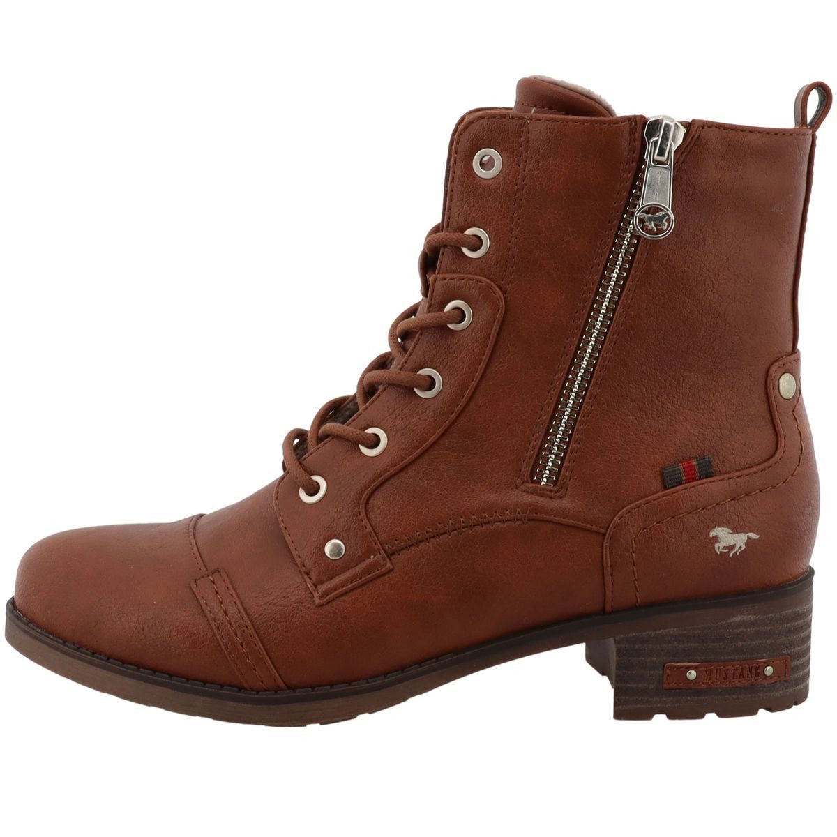 Mustang Shoes 15M0062011-cognac Stiefelette Kurzstiefel mit Schnürung und Reißverschluss – Bild 3 von 5