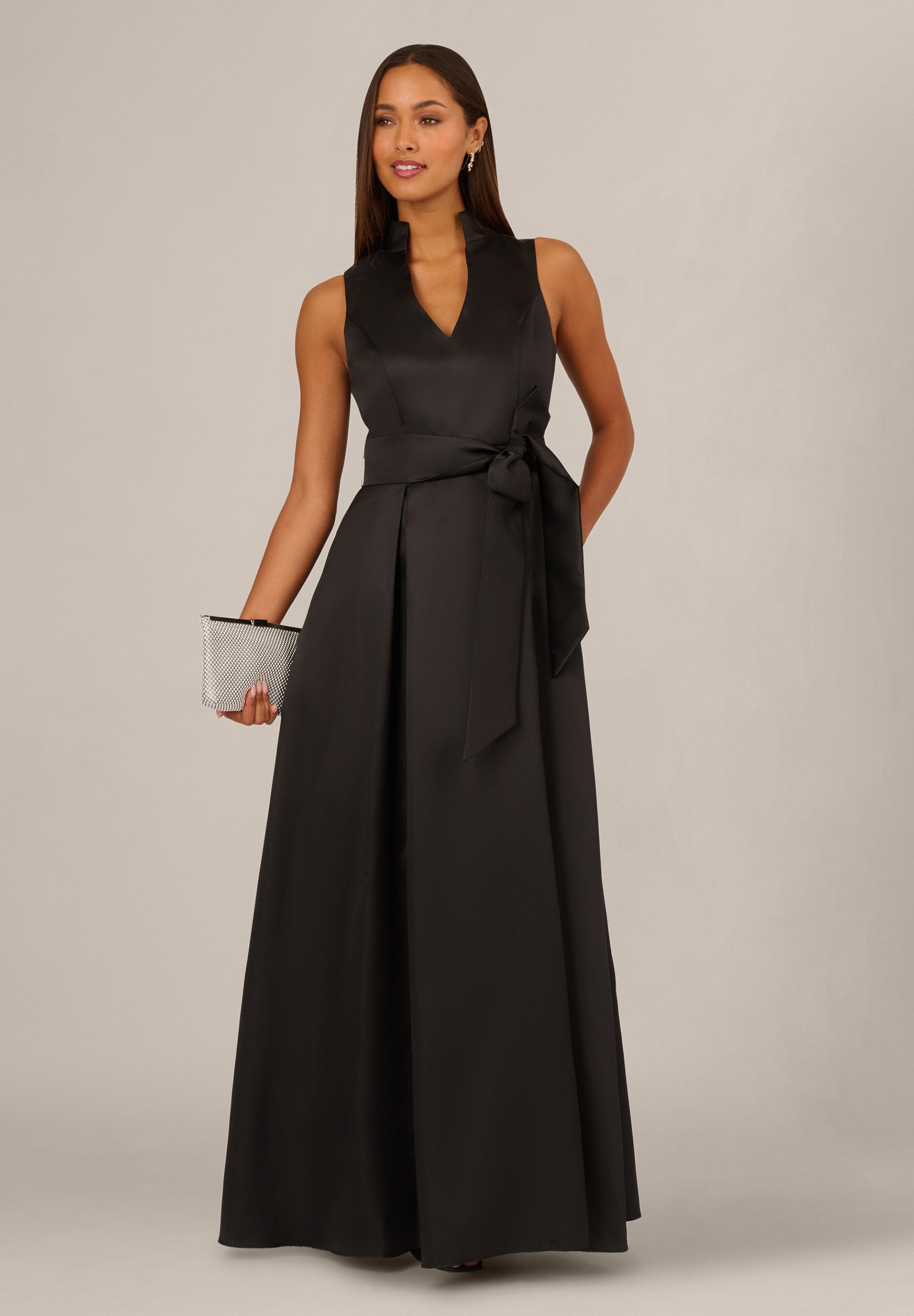Adrianna Papell Abendkleid Mikado Tie Front Dress Elegantes, ärmelloses Ballkleid aus Mikado