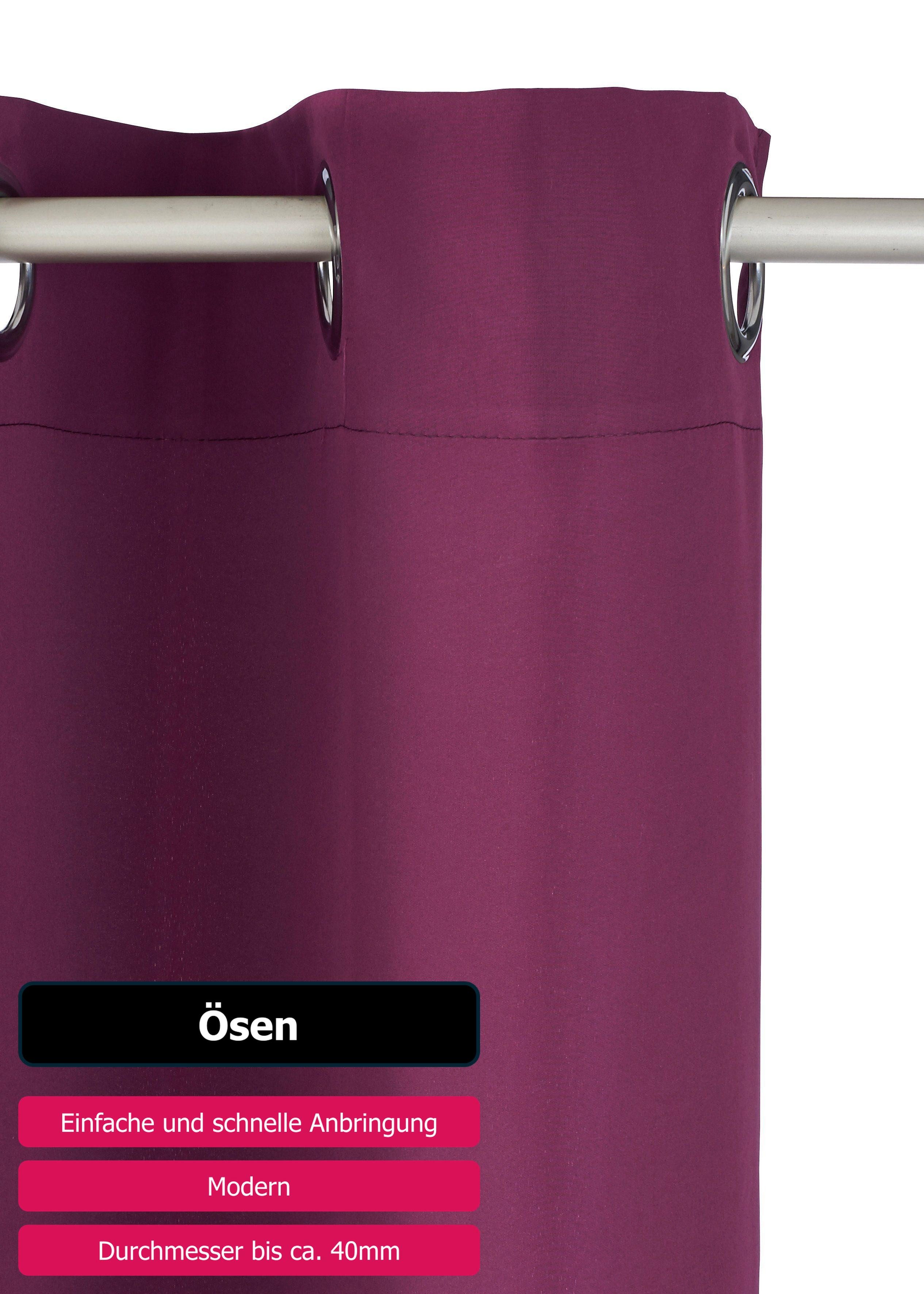 OTTO home Vorhang Raja mit Ösen, 2er Pack, blickdicht, Topseller! (2 St), Ösen, blickdicht, Polyester, einfarbig, Einfache Montage, Pflegeleicht, Ösen, 2 er Pac – Bild 4 von 5