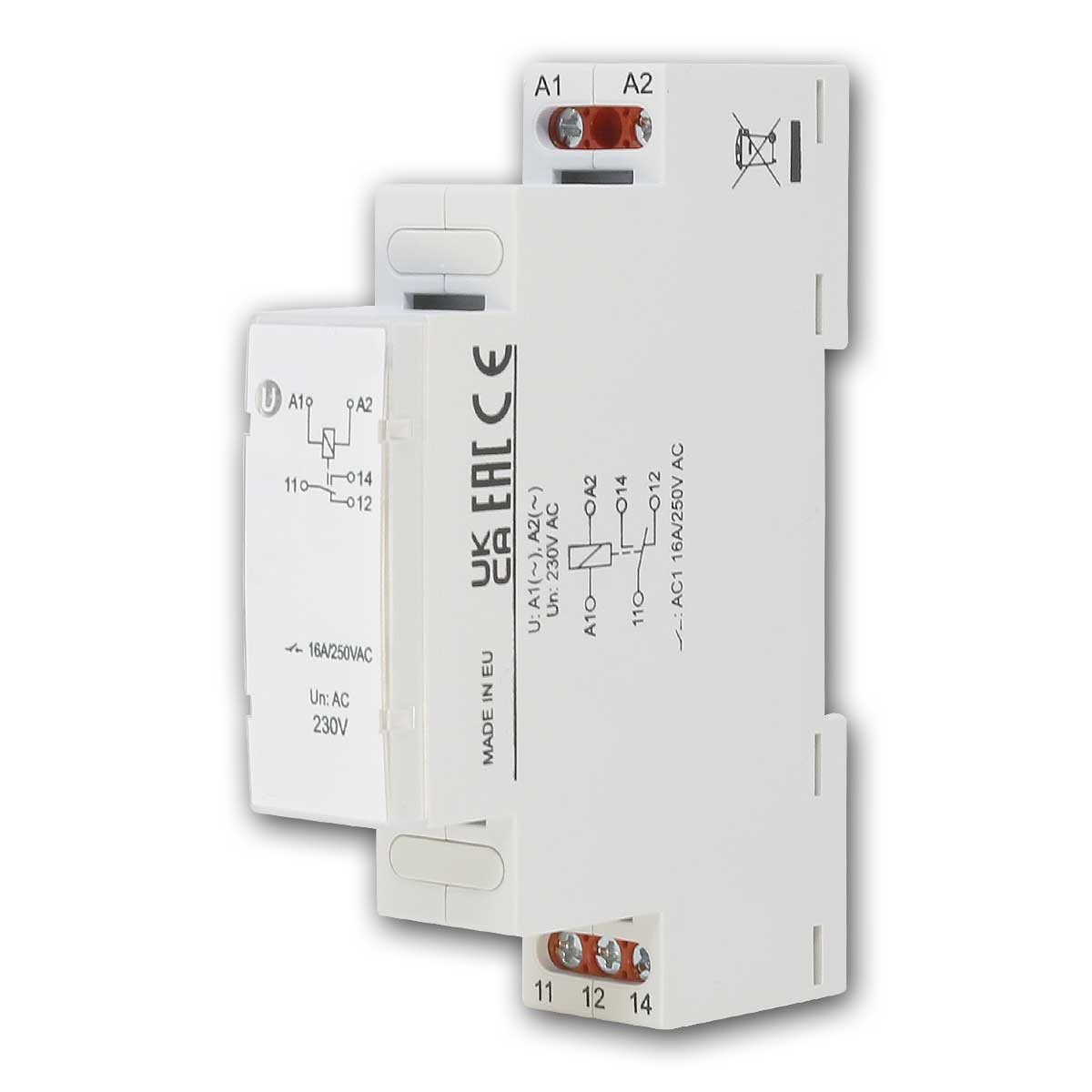 world-trading-net Relais-Modul Installationsrelais, 1P 230 VAC 16A, 1 Wechsler