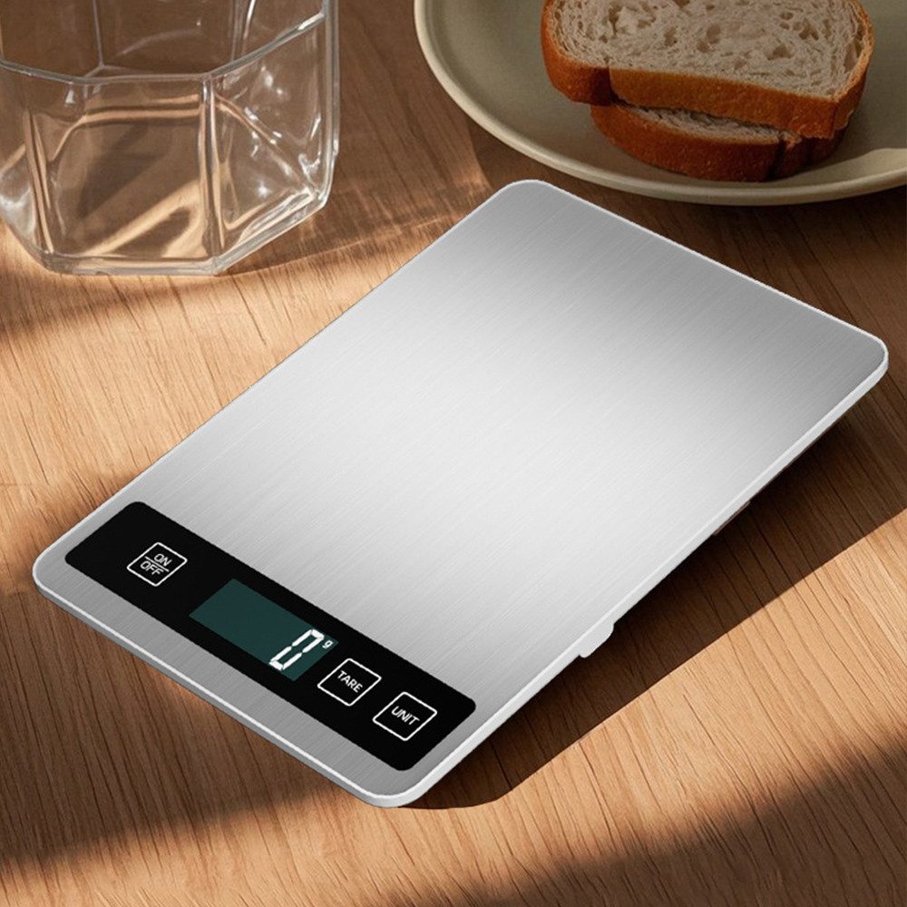 TUWENA Küchenwaage Küchenwaage Digital, 10KG Essenswaage mit LCD-Anzeige, 1g Richtigkeit, Elektronik Küchenwaage bis zu 10 kg Tragkraft mit Großer Wiegefläche