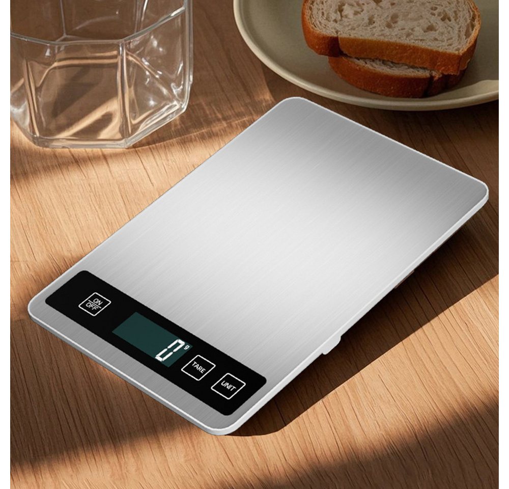 TUWENA Küchenwaage Küchenwaage Digital, 10KG Essenswaage mit LCD-Anzeige, 1g Richtigkeit, Elektronik Küchenwaage bis zu 10 kg Tragkraft mit Großer Wiegefläche