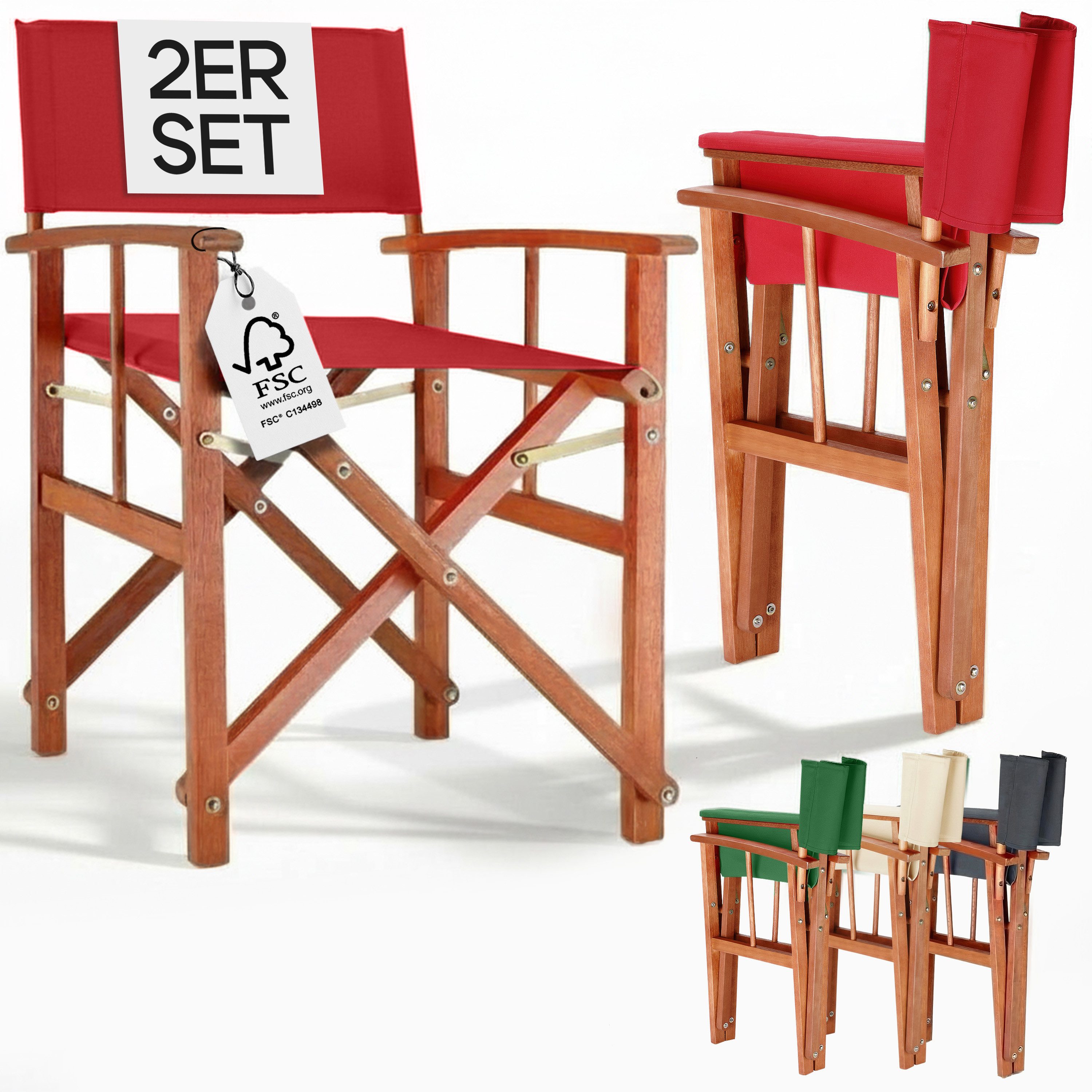 Casaria Regiestuhl, Klappbarer FSC®-zertifizierter Holz Gartenstuhl bis 160 kg Wetterfest