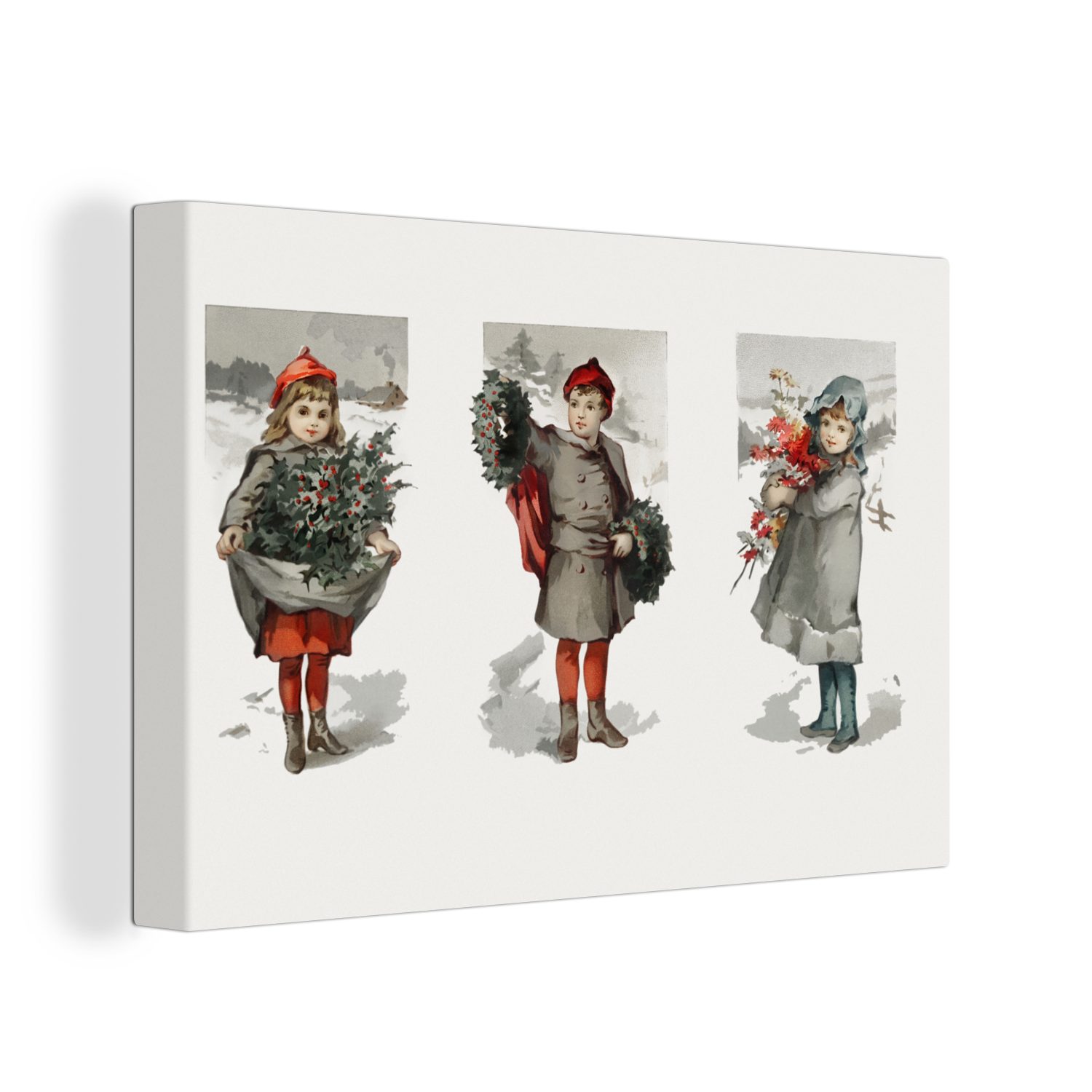 OneMillionCanvasses® Leinwandbild Weihnachten XXL, Schnee cm - Wohnbereiche, alle 120x80 Gemälde, Wandbild Kinder, großes, (1 für St), 