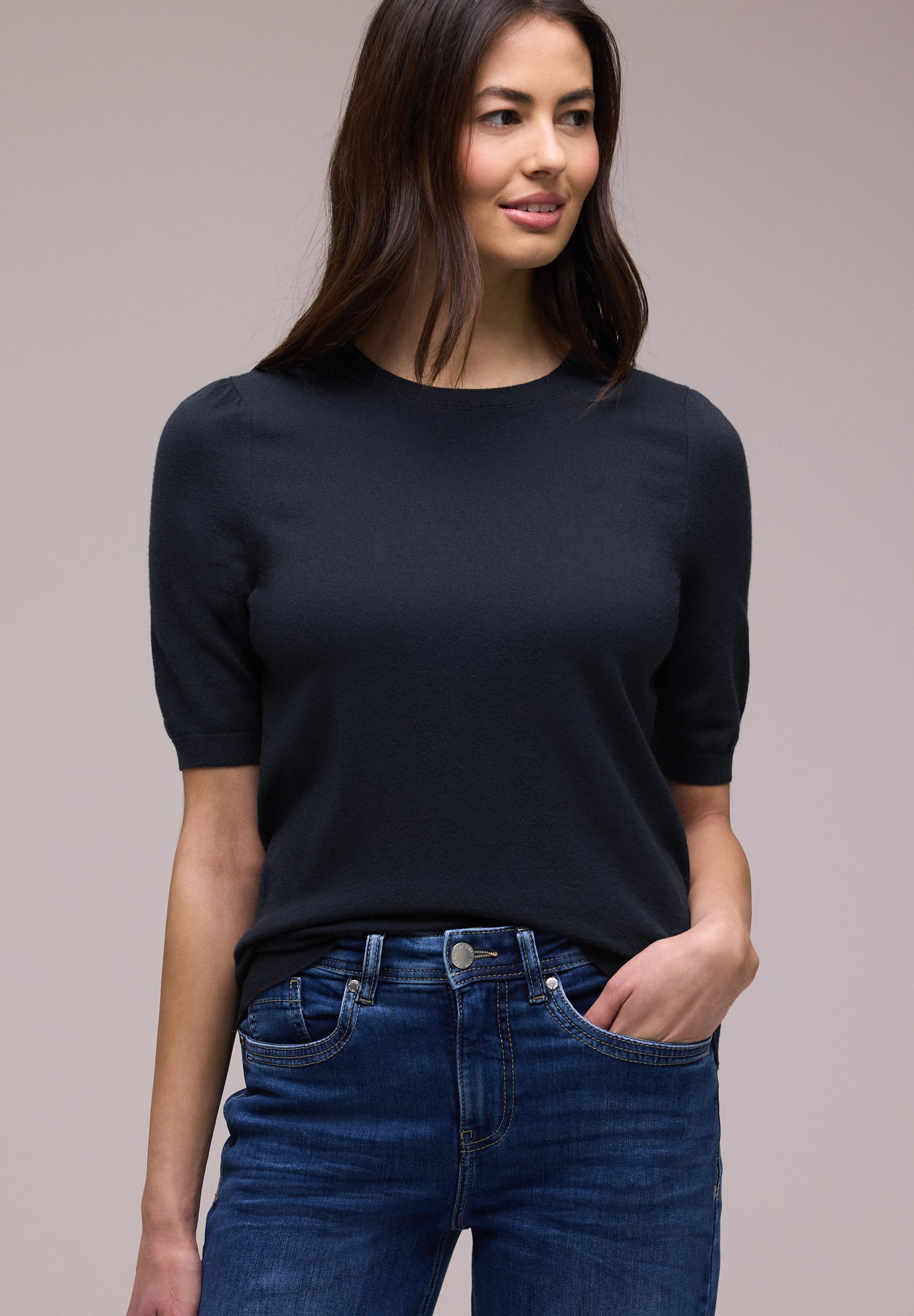 STREET ONE Strickpullover mit kurzen Puffärmeln günstig online kaufen
