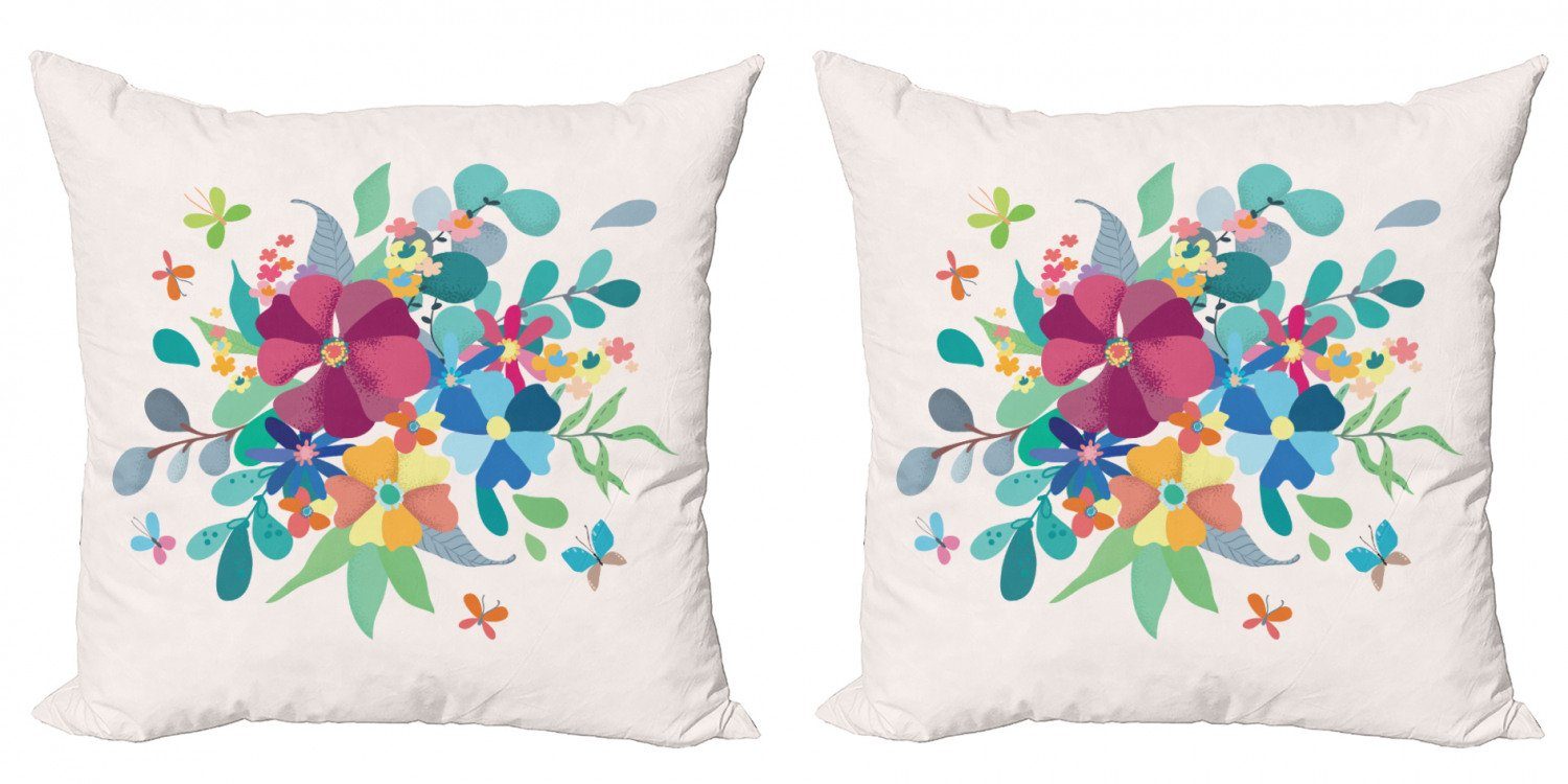 Kissenbezüge Modern Accent Abakuhaus Blumen Stück), Bouquetnd (2 Digitaldruck, Schmetterlinge Doppelseitiger