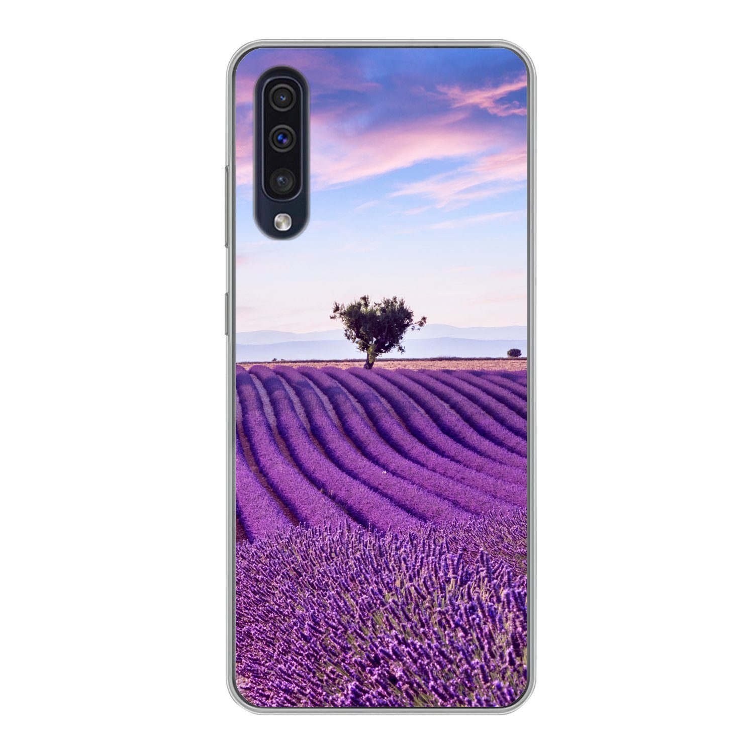 MuchoWow Handyhülle für Samsung Galaxy A30s Lavendel - Natur - Lila - Bäume - Blumen, Smartphone-Bumper, Print, Handy Schutzhülle Dünn