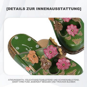 Daisred Schlappen Damen Sandalen Vintage Blume Pantoletten Hausschuhe Clog