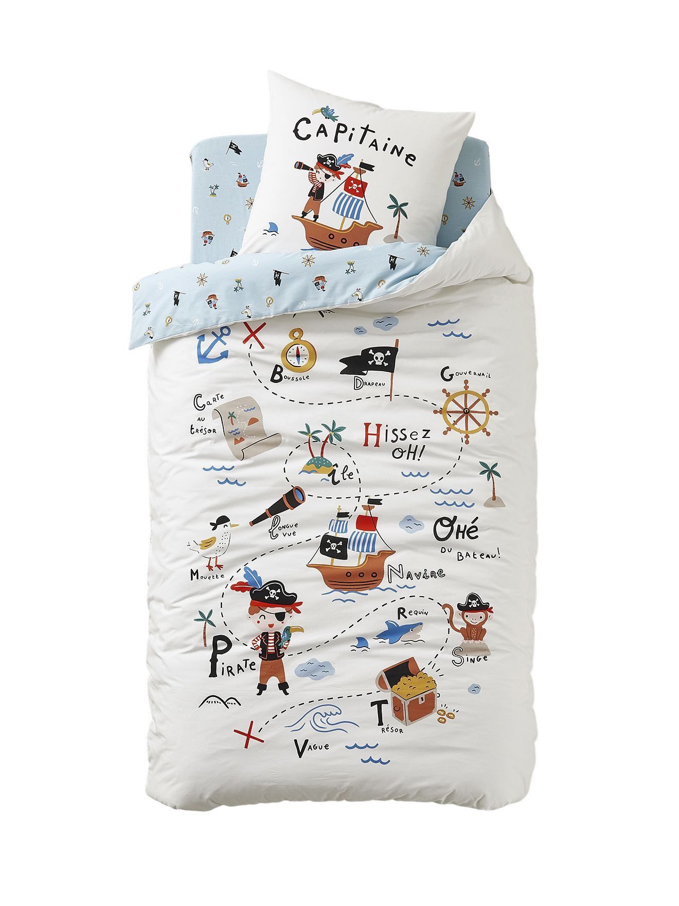 vertbaudet Bettbezug Kinder Bettwäsche-Set PIRATEN KAPITÄN günstig online kaufen