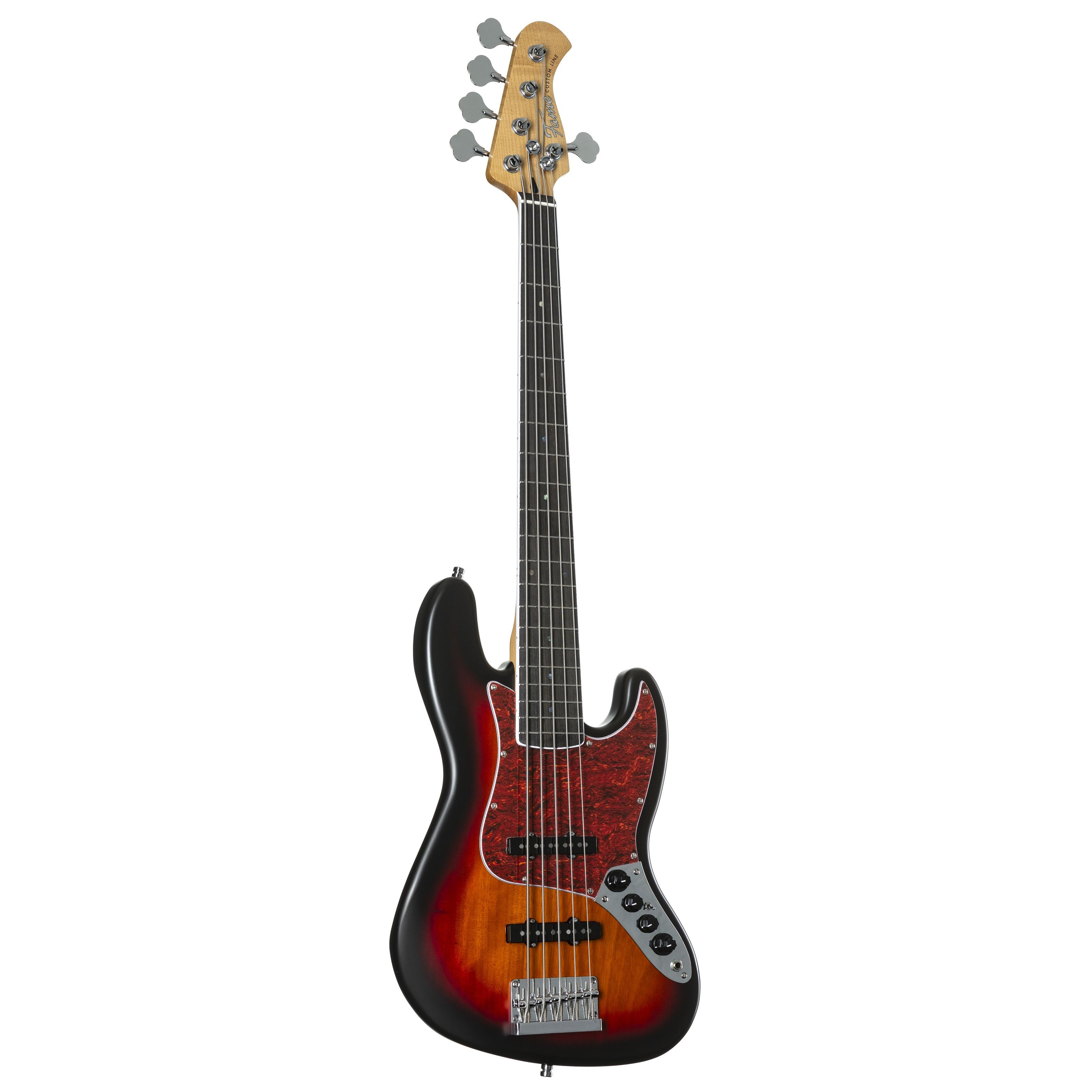 FAME E-Bass, E-Bässe, 5-Saiter E-Bässe, Custom JB 5 Sunburst - E-Bass