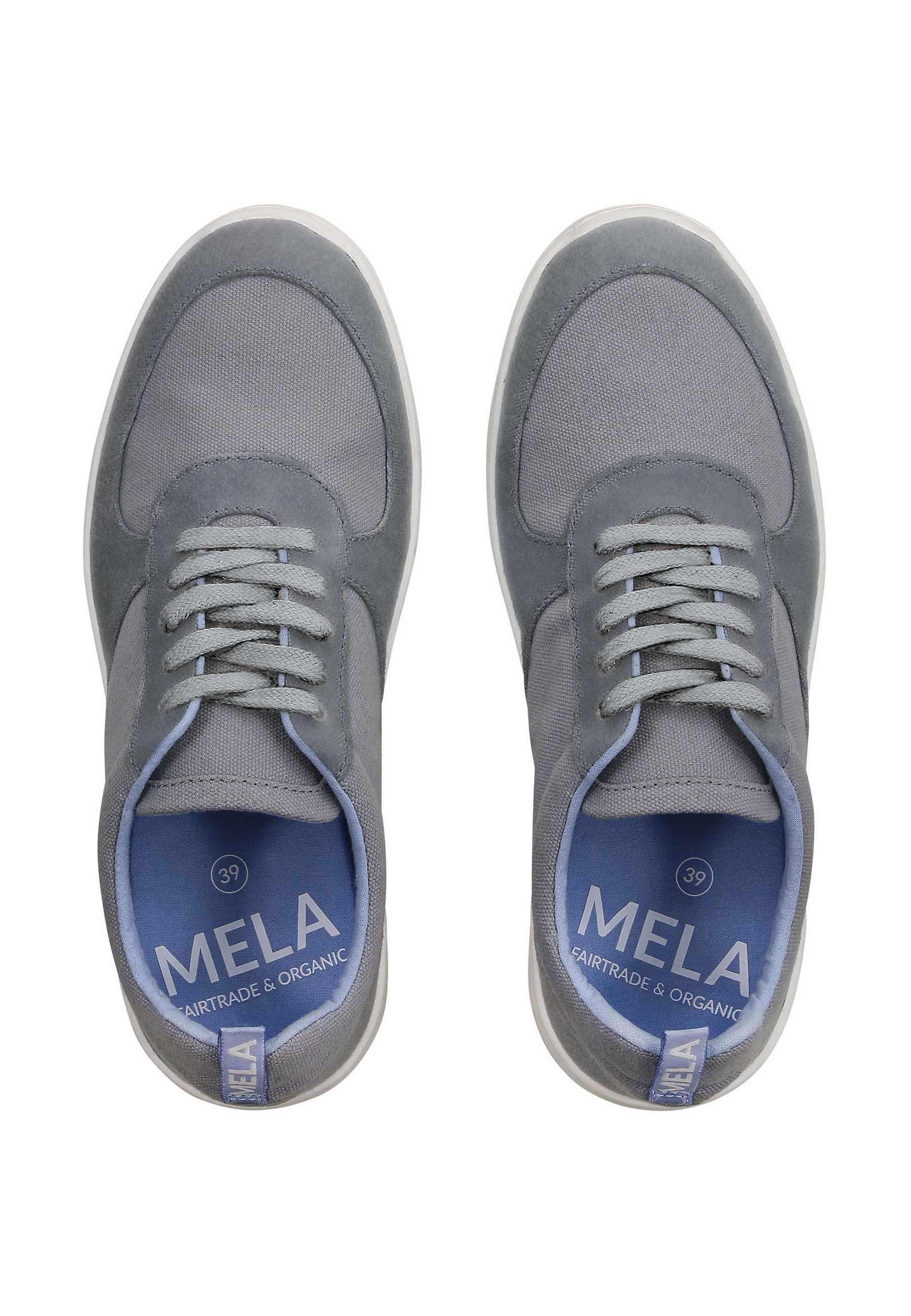 Damen im (Leder) grau MELAWEAR Sneaker Innenschuh Biobaumwoll-Gewebe Sneaker Strapazierfähiges MELA Leder