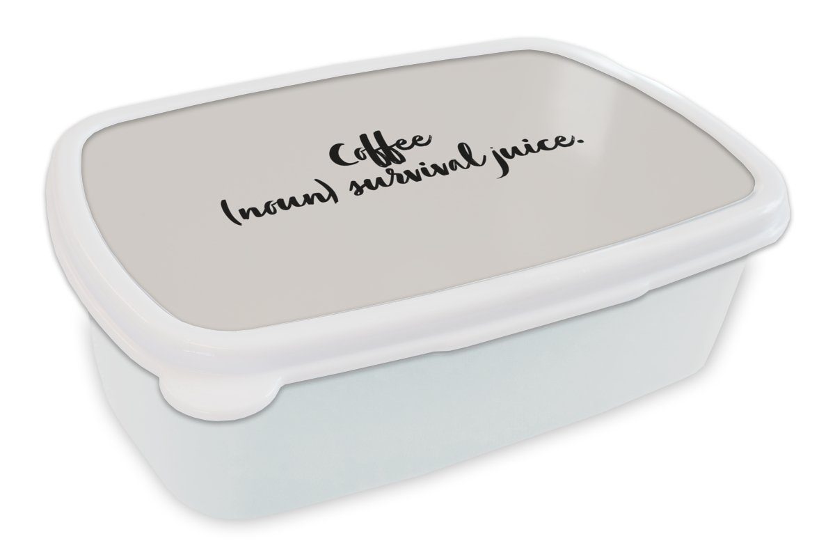 Brotbox Lunchbox Kaffee MuchoWow für Brotdose, Mädchen Jungs - (2-tlg), für Überlebenssaft Kaffee - Definition Kunststoff, - (Substantiv) weiß Erwachsene, und Wörterbuch, und Kinder