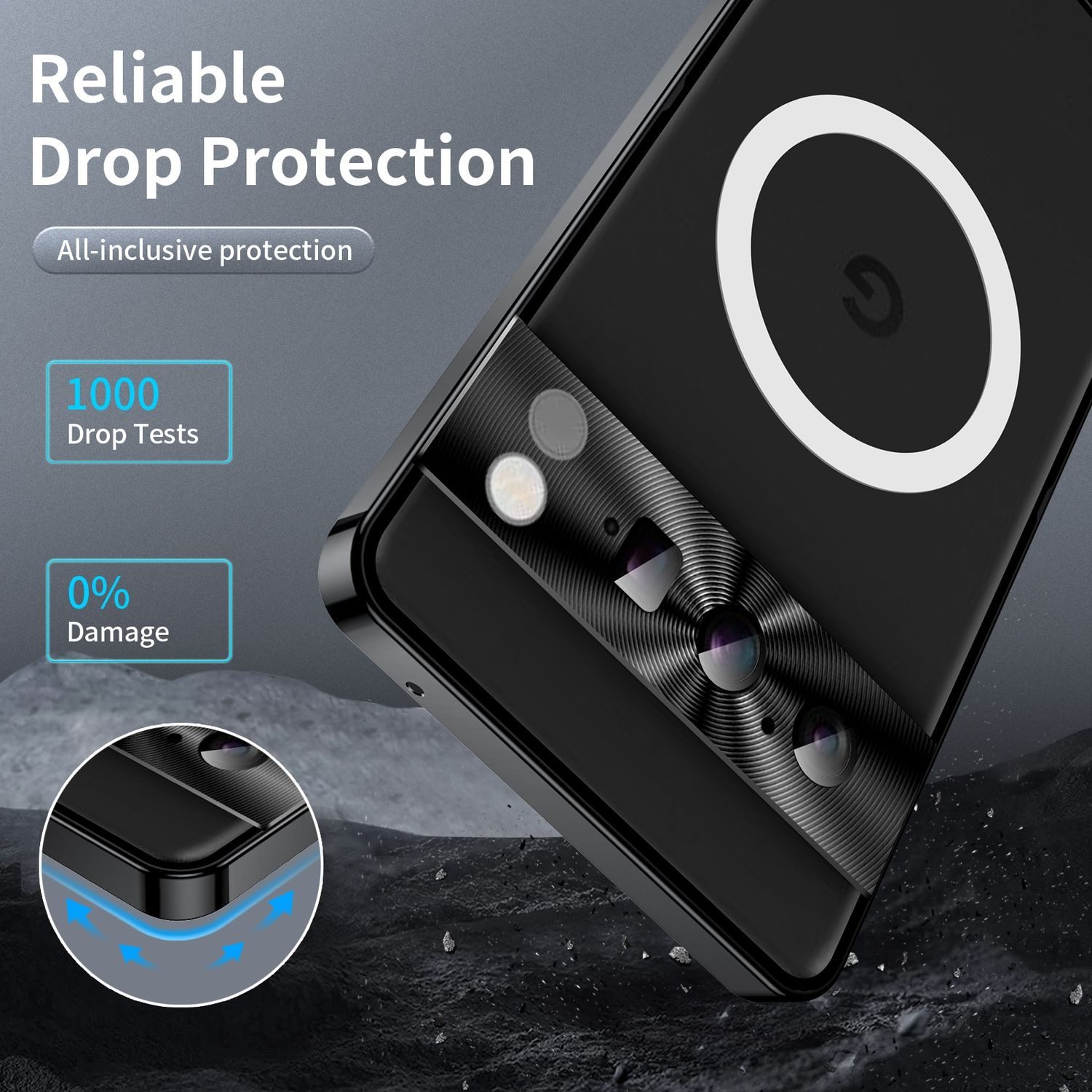 Wigento Handyhülle Für Google Pixel 8 Pro MagSafe Magnetic Frosted Metal Hülle Schwarz