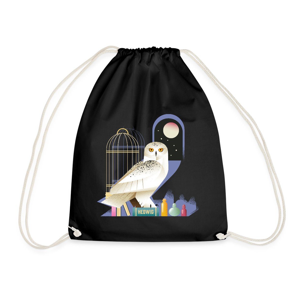 Spreadshirt Turnbeutel Harry Potter Eule Hedwig Bei Nacht Turnbeutel (1-tlg)