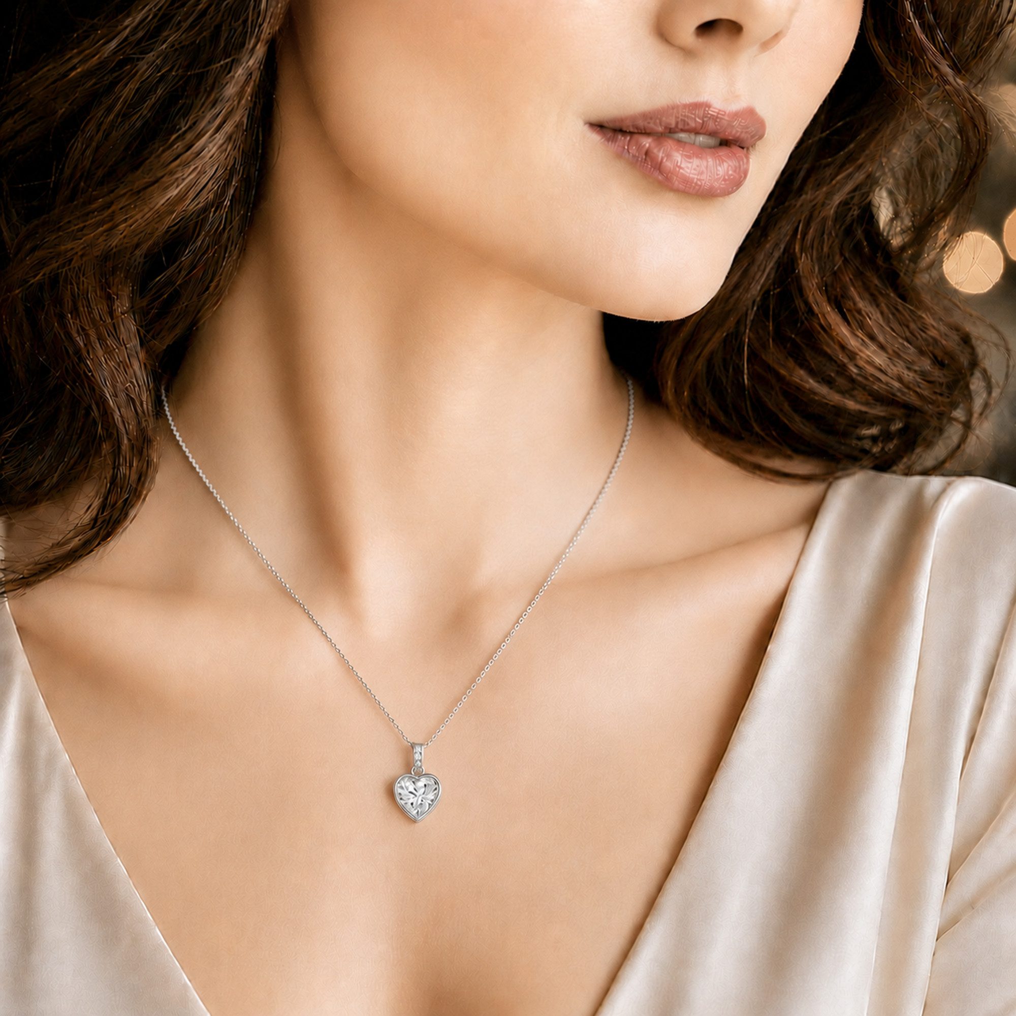 Limana Herzkette Damen Schmuck echt 925 Silber zeitloser Herz Anhänger mit Zirkonia (Geschenk für Freundin Frau Mama inkl. Dose Tasche), Geburtstag Weihnachten  – Bild 3 von 5