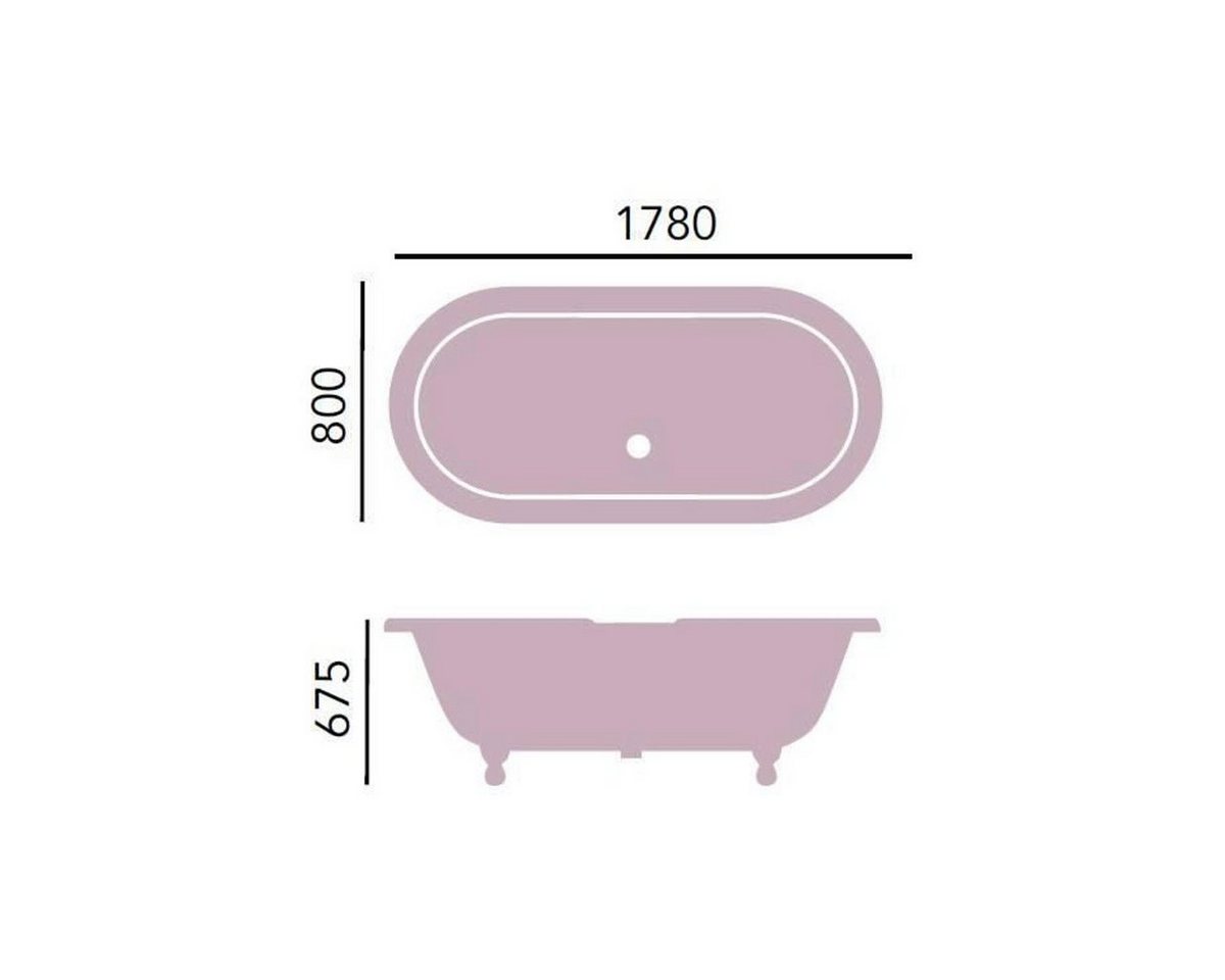 Thumbnail - Casa Padrino Badewanne Luxus Gusseisen Badewanne Türkis / Weiß 178 cm - Gebogene freistehende Badewanne - Barock & Jugen...