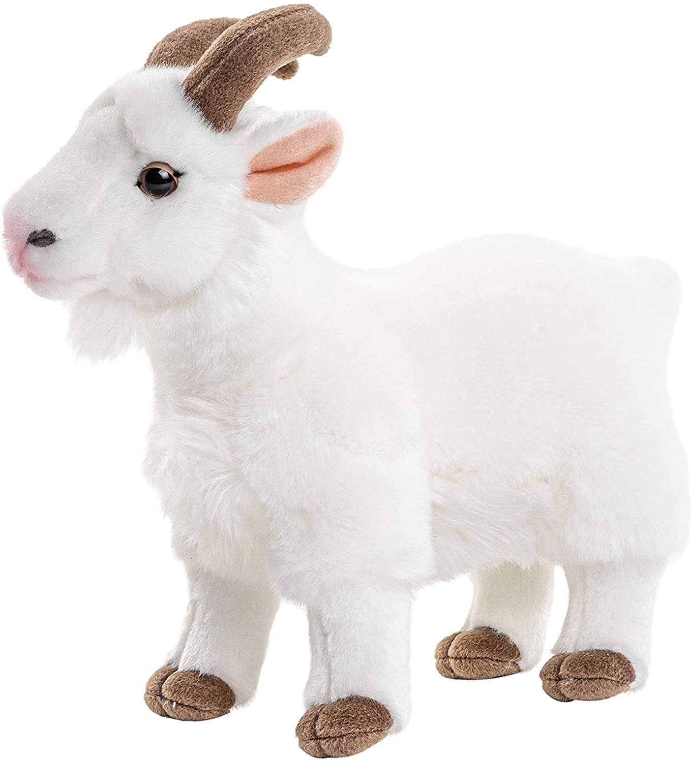 Uni-Toys Kuscheltier Bergziege - Weiß o. Schwarz - 29 cm (Länge) - Plüsch-Ziege, Plüschtier, zu 100 % recyceltes Füllmaterial