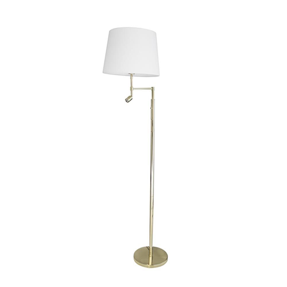 Messing/Weiß Stehlampe By mit LED-Lesearm By Rydens Orlando 138cm Rydens