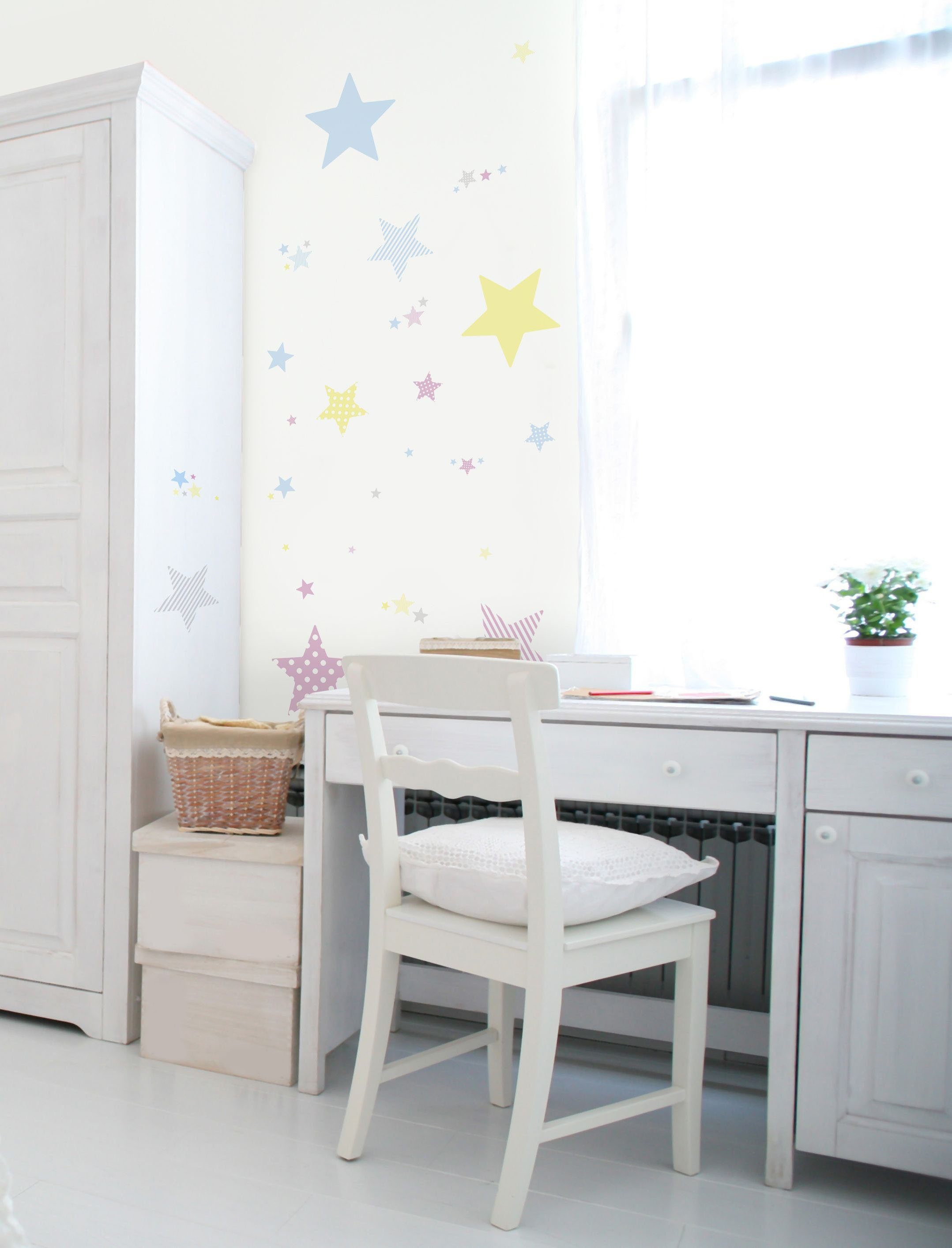 Art for the home Wandtattoo Sterne (1 St), Wandaufkleber - Sterne - Pastellfarben - 2 x 25x70 cm