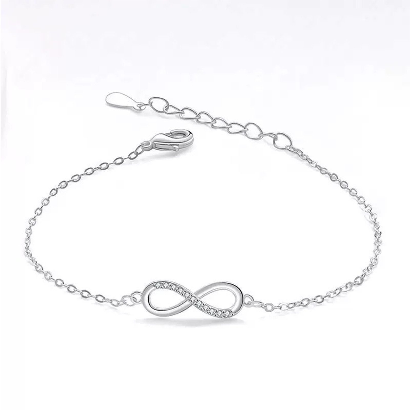 MOPUEA Schmuckset Schmuckset Damen 4-teilig Unendlichkeits Symbol mit Zirkonia (Schmuckset, Halskette, Armband, Ring und Ohrstecker im Set), 4-teilig, Zirkonia, – Bild 4 von 5
