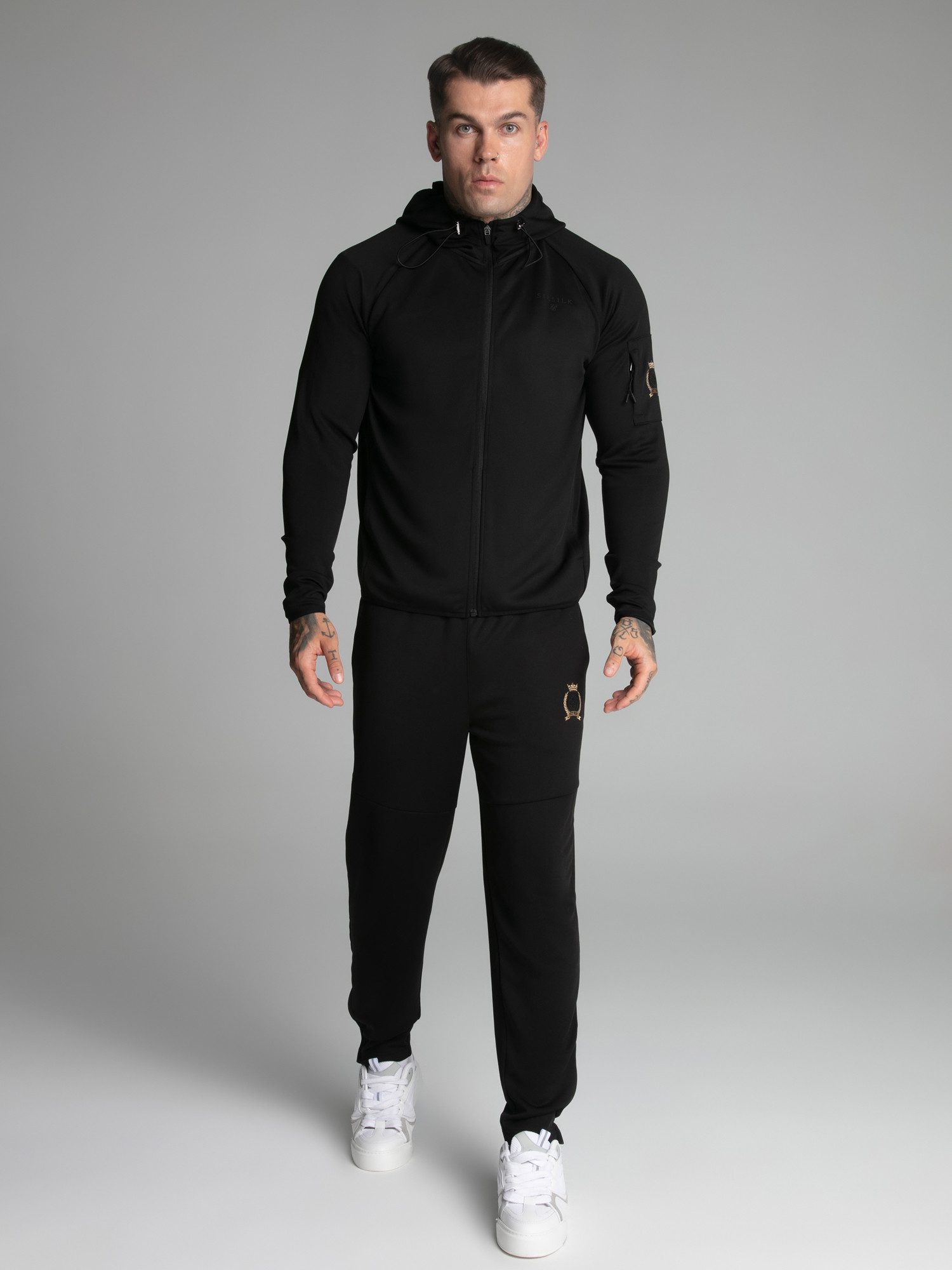 Siksilk Hoodie SikSilk Herren Schwarzer Full Zip Kapuzenpullover günstig online kaufen