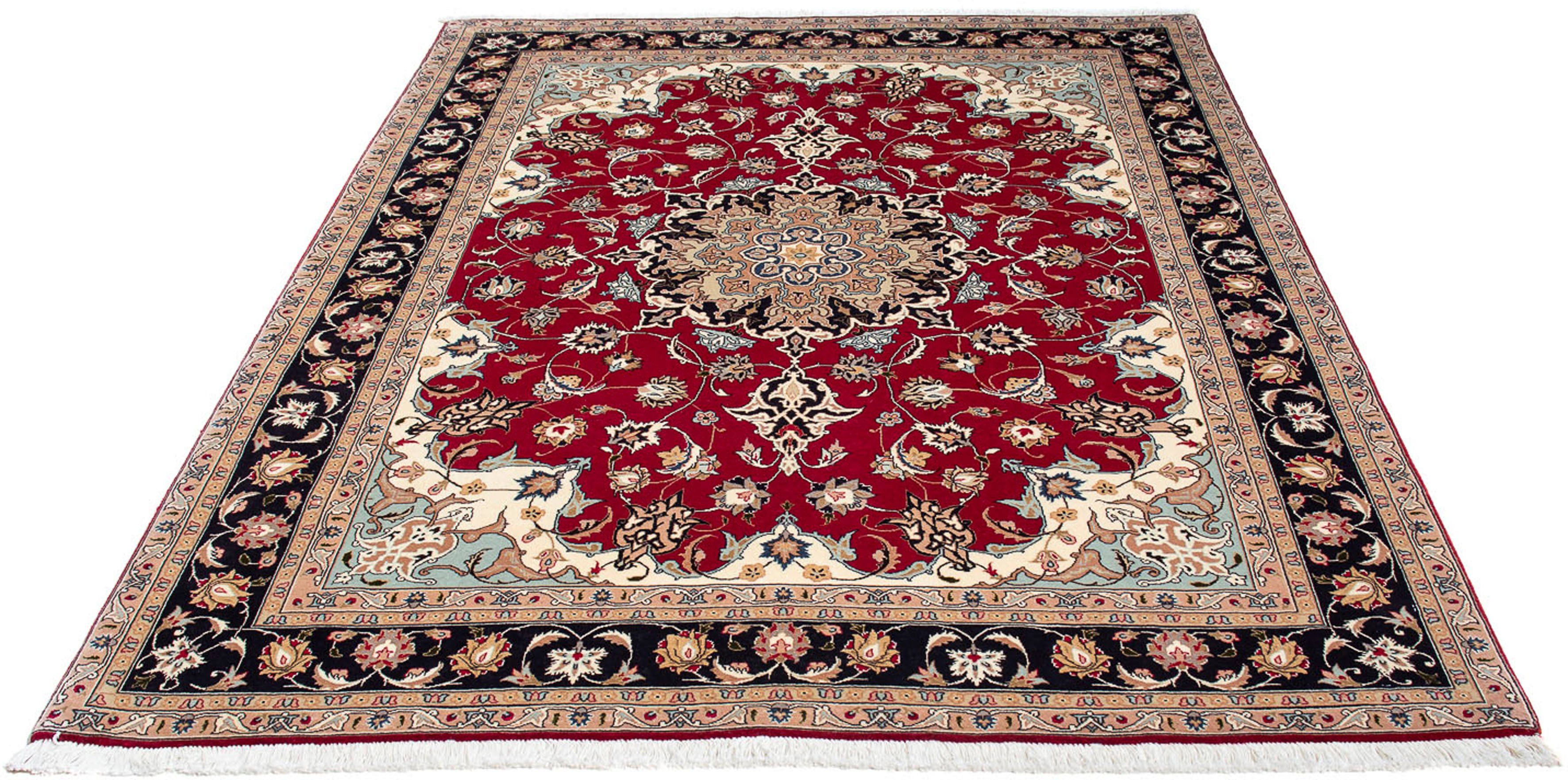 Orientteppich Perser - Täbriz - Royal - 207 x 154 cm - rot, morgenland, rechteckig, Höhe: 7 mm, Wohnzimmer, Handgeknüpft, Einzelstück mit Zertifikat